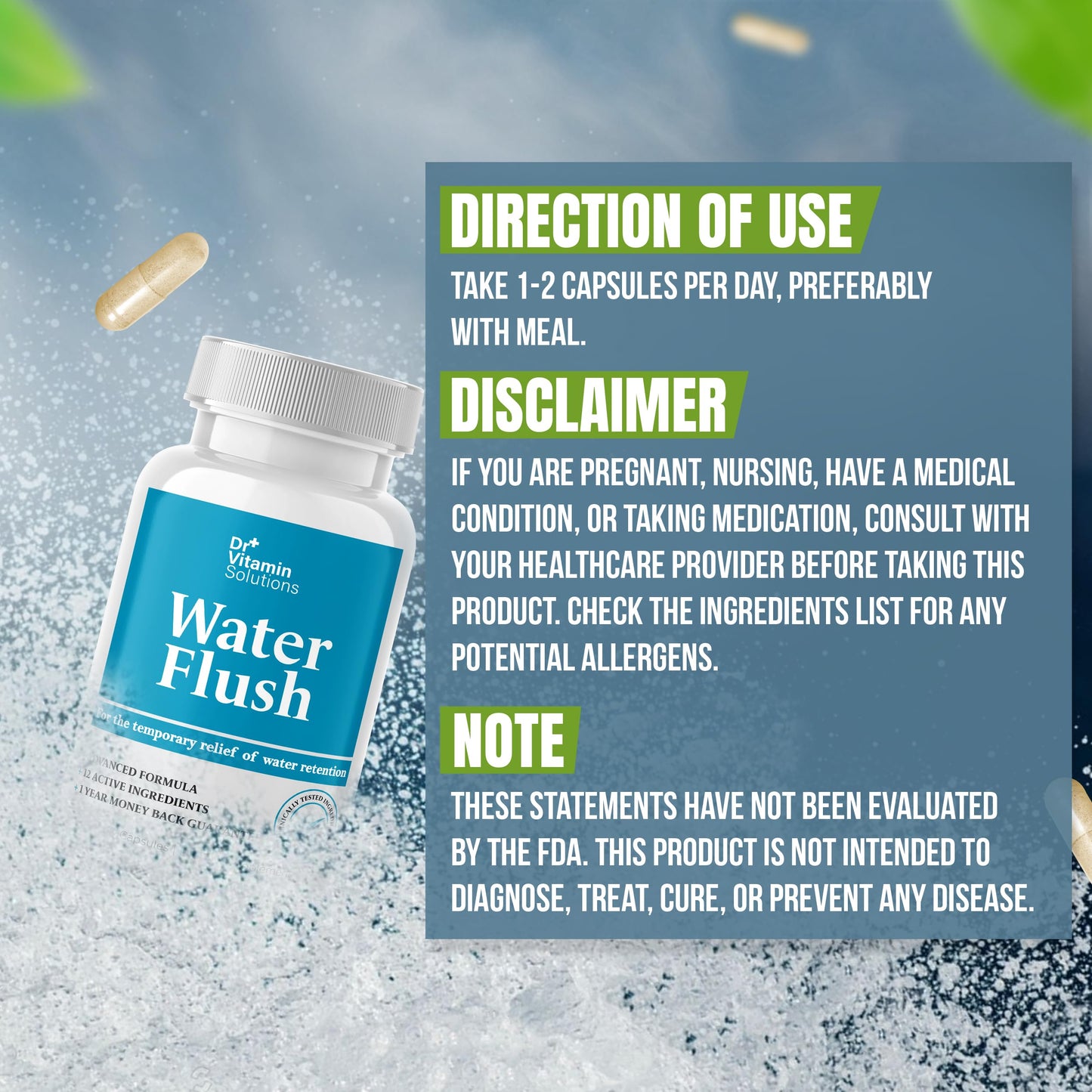 DR VITAMIN SOLUTIONS Diuretic Water Pills for Weight Control Capsules 120