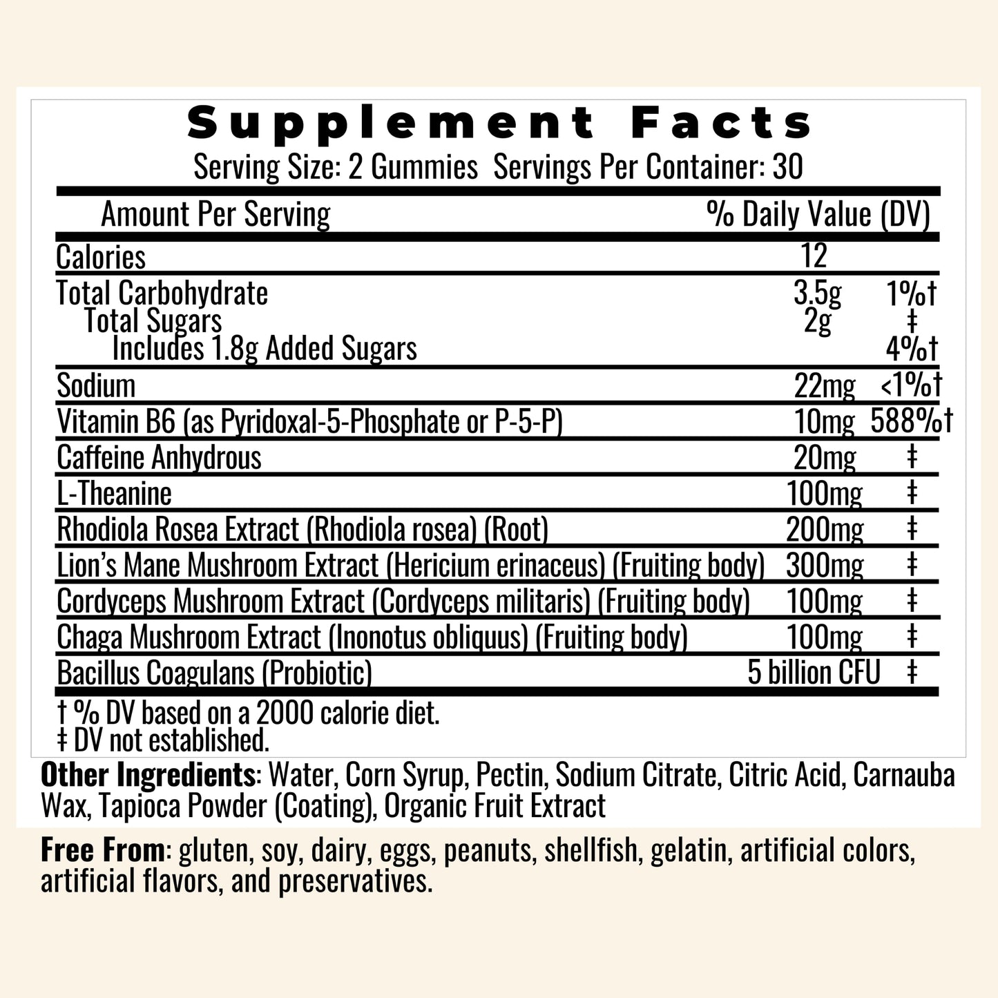 SHIZAM Mushroom Coffee Gummies with Lion’s Mane, Cordyceps, Chaga & Caffeine 60 Count