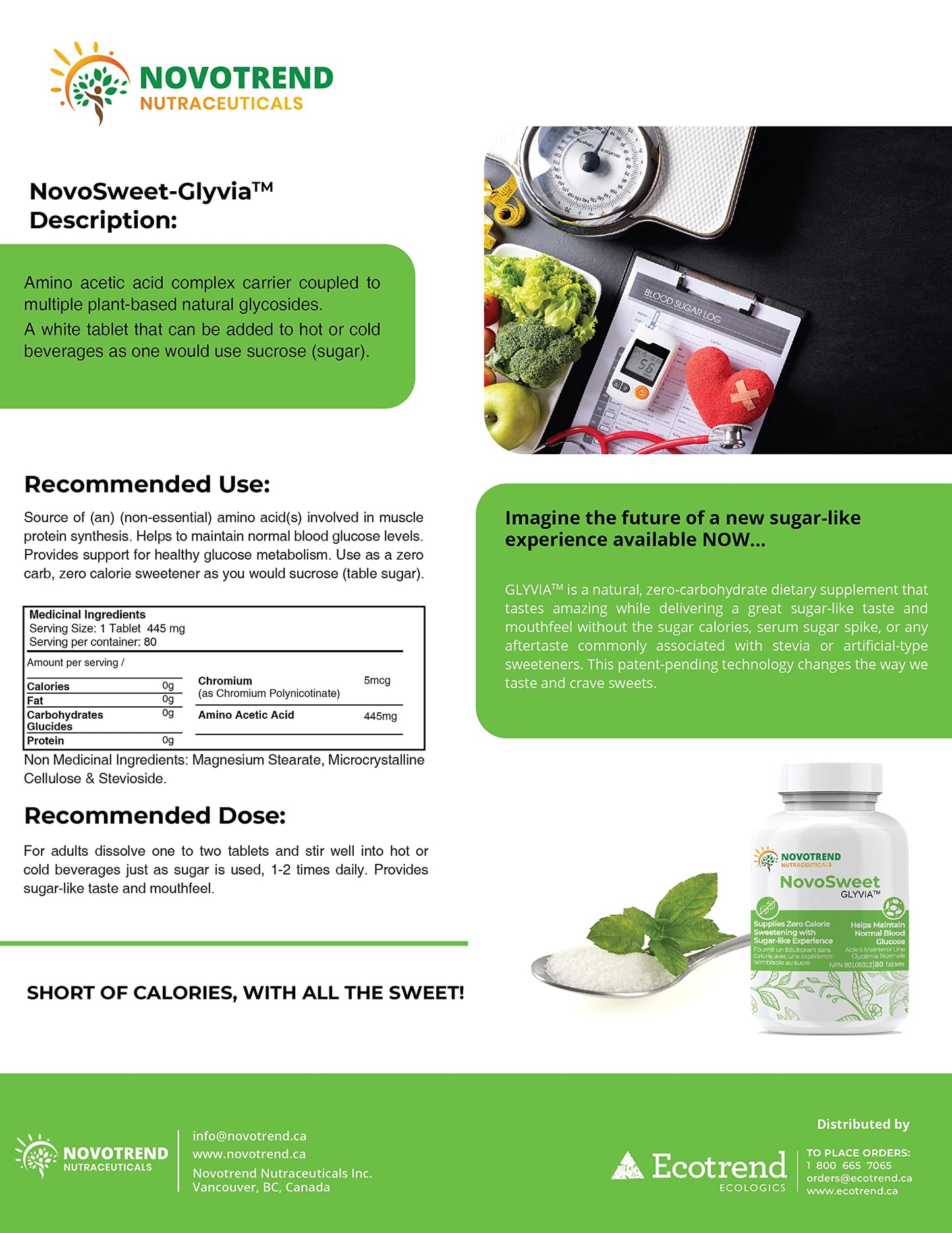 Novotrend Nutraceuticals NovoSweet Glyvia 80 Tablets