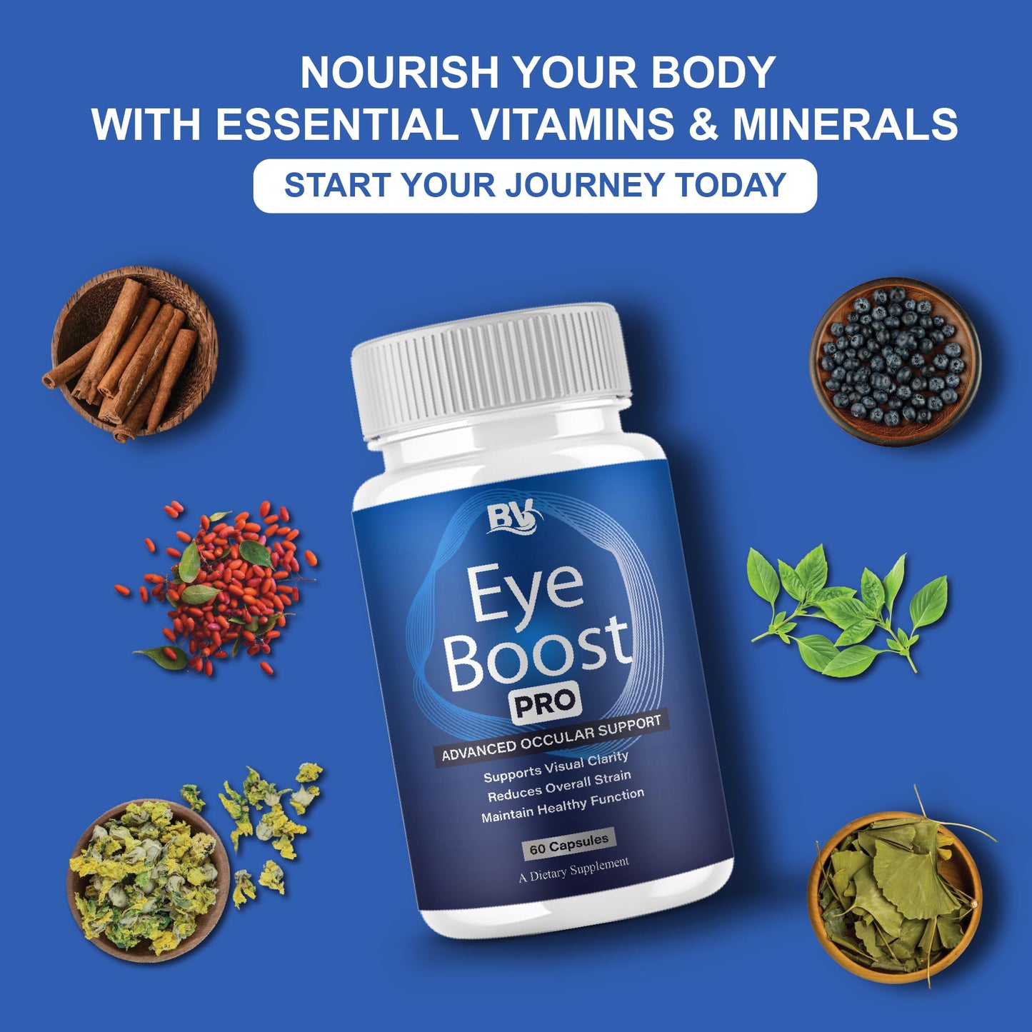 BLUE VIBE Eye Boost Pro Maximum Strength Overall Health & Wellness Support Supplement Capsules, 180 Count