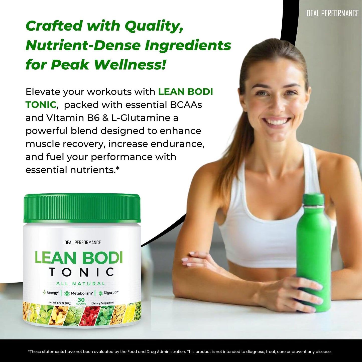 IDEAL PERFORMANCE Lean Bodi Tonic Powder Official Formula 4 oz (Pack of 2)