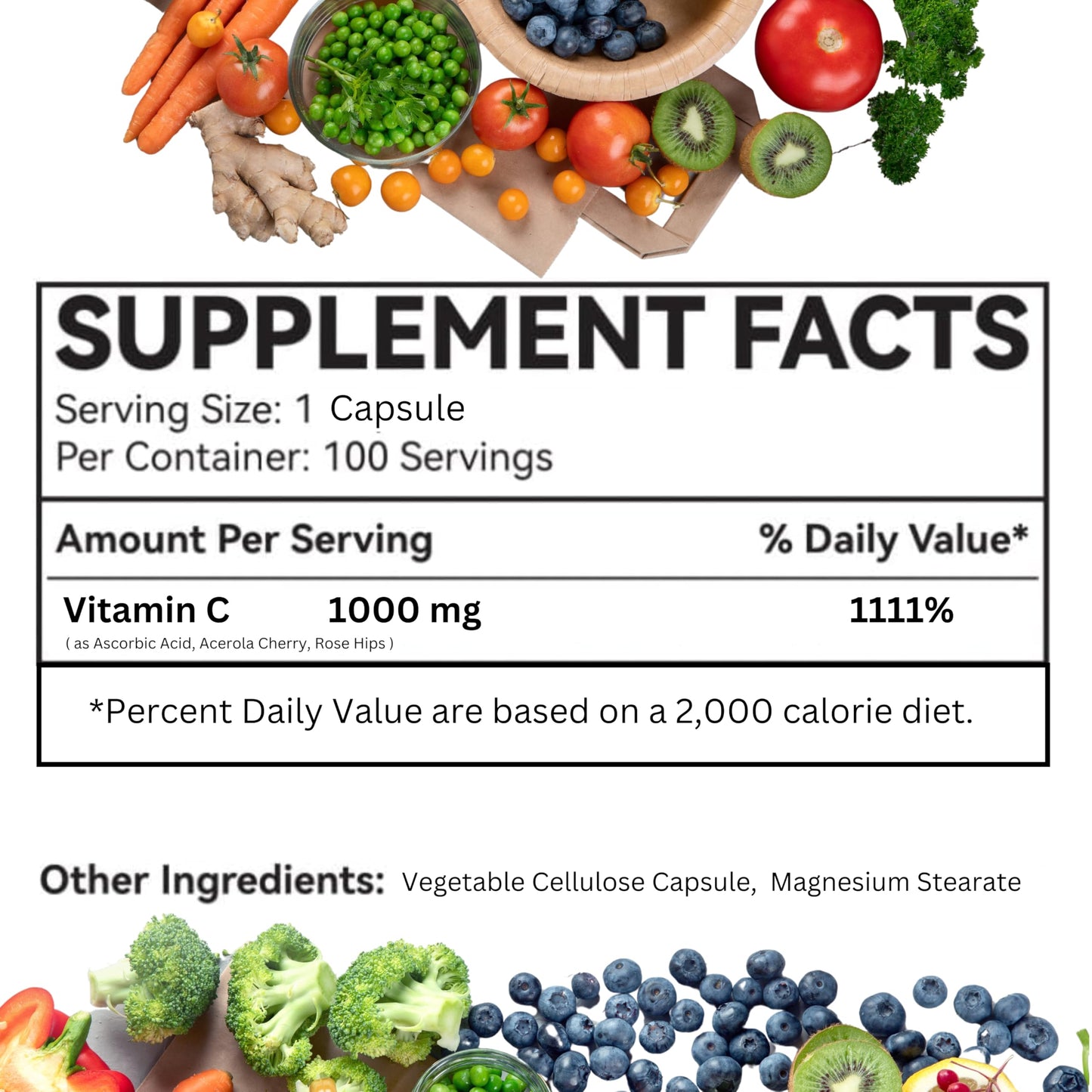 Fantastic Glem Vitamin C 1000mg Capsules, 100 Count