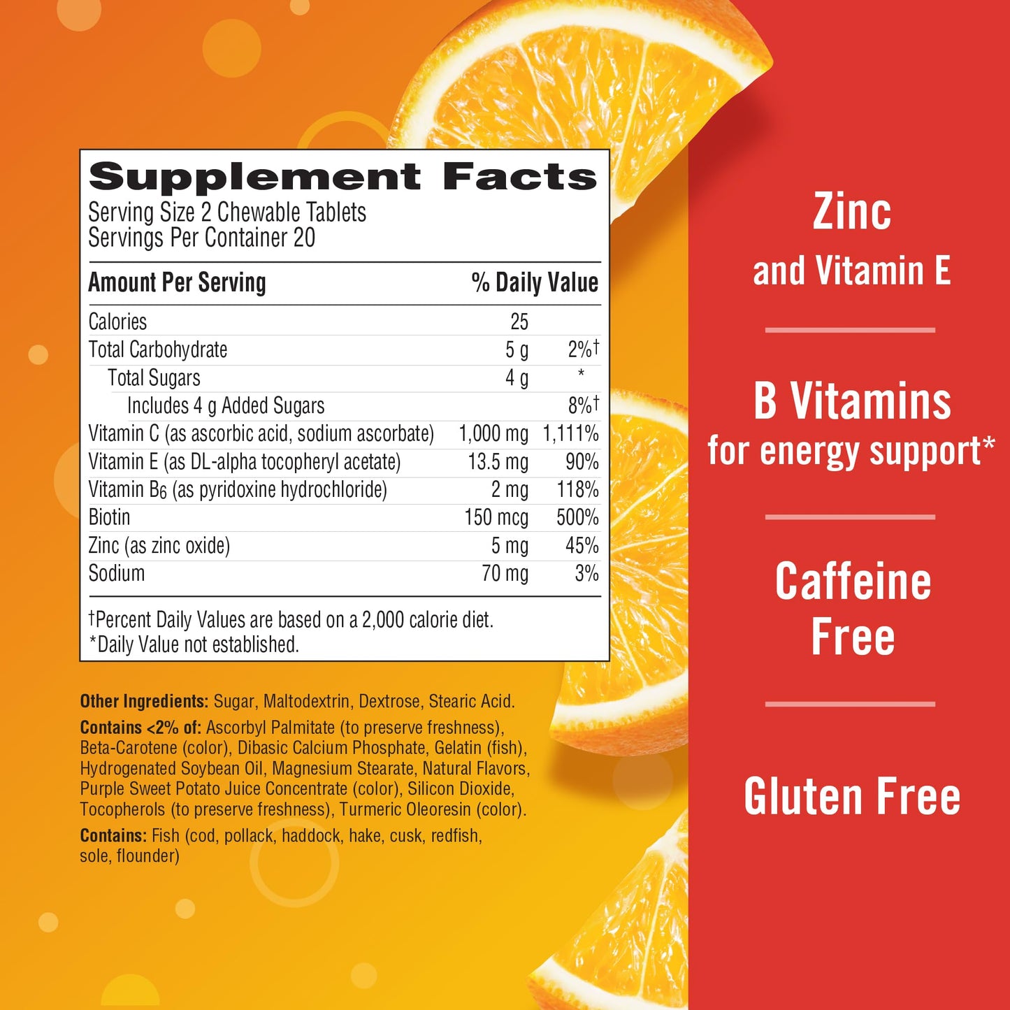 Emergen-C Vitamin C 1000mg with B Vitamins and Antioxidants, Chewable Tablet, 40 Count