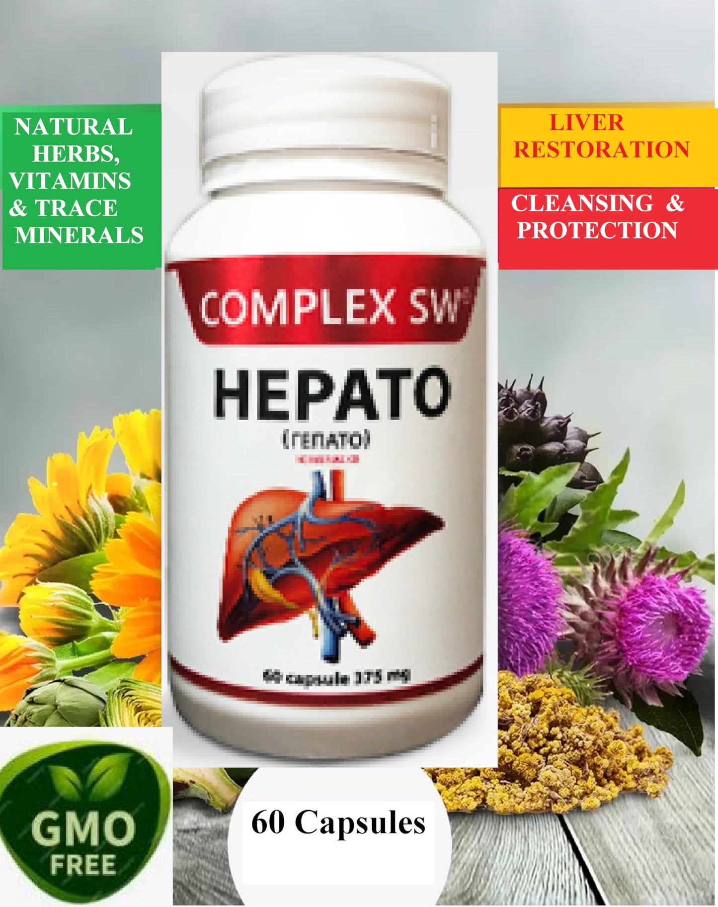 Generic Liver Cleanse Detox & Repair Herbal Liver Support Complex with Milk Thistle, Marigold, Artichoke, Ginseng Root Extract for Liver Health 60 Capsules