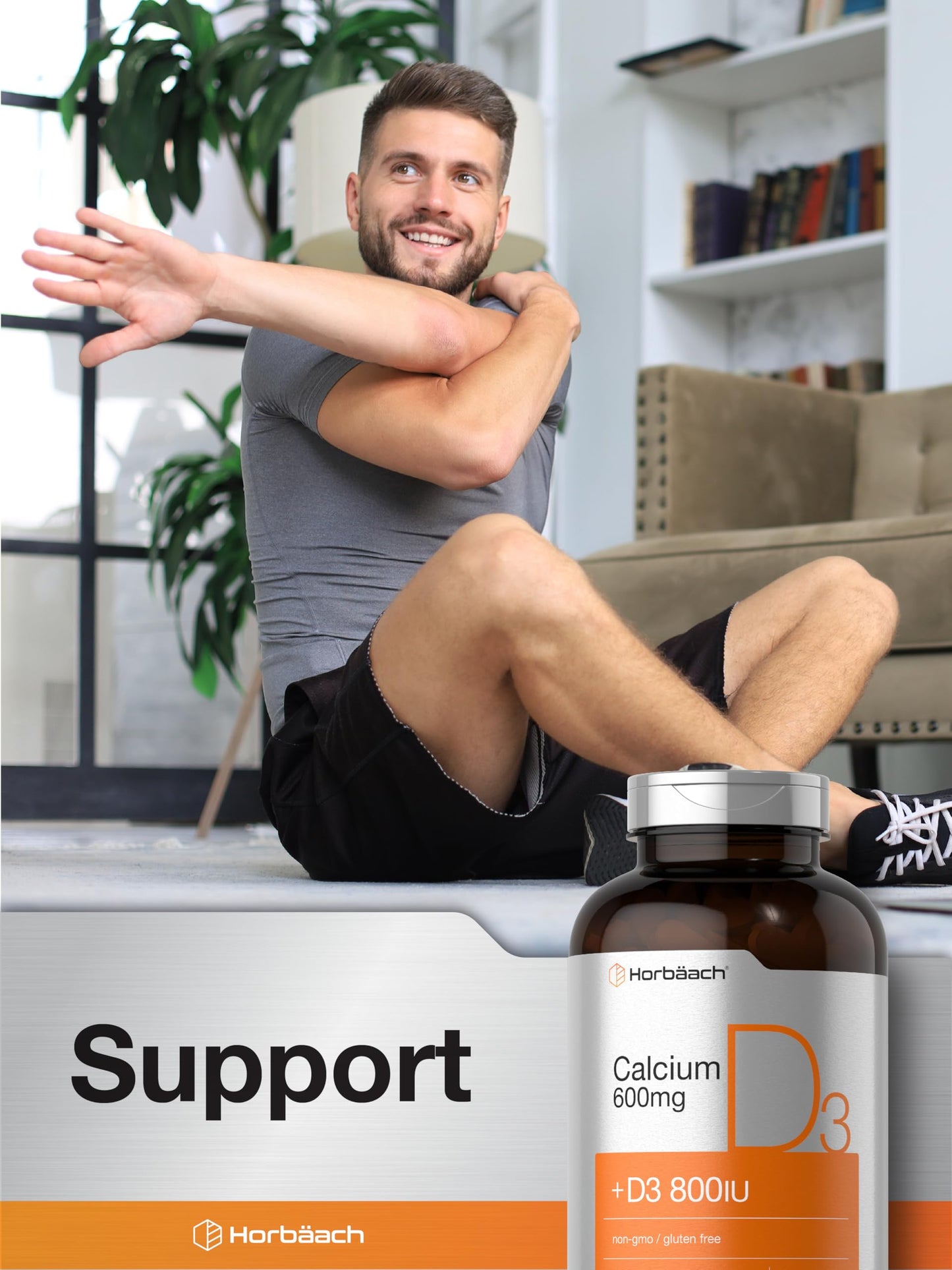 Horbäach Calcium 600 mg with Vitamin D3 Caplets, 500 Count