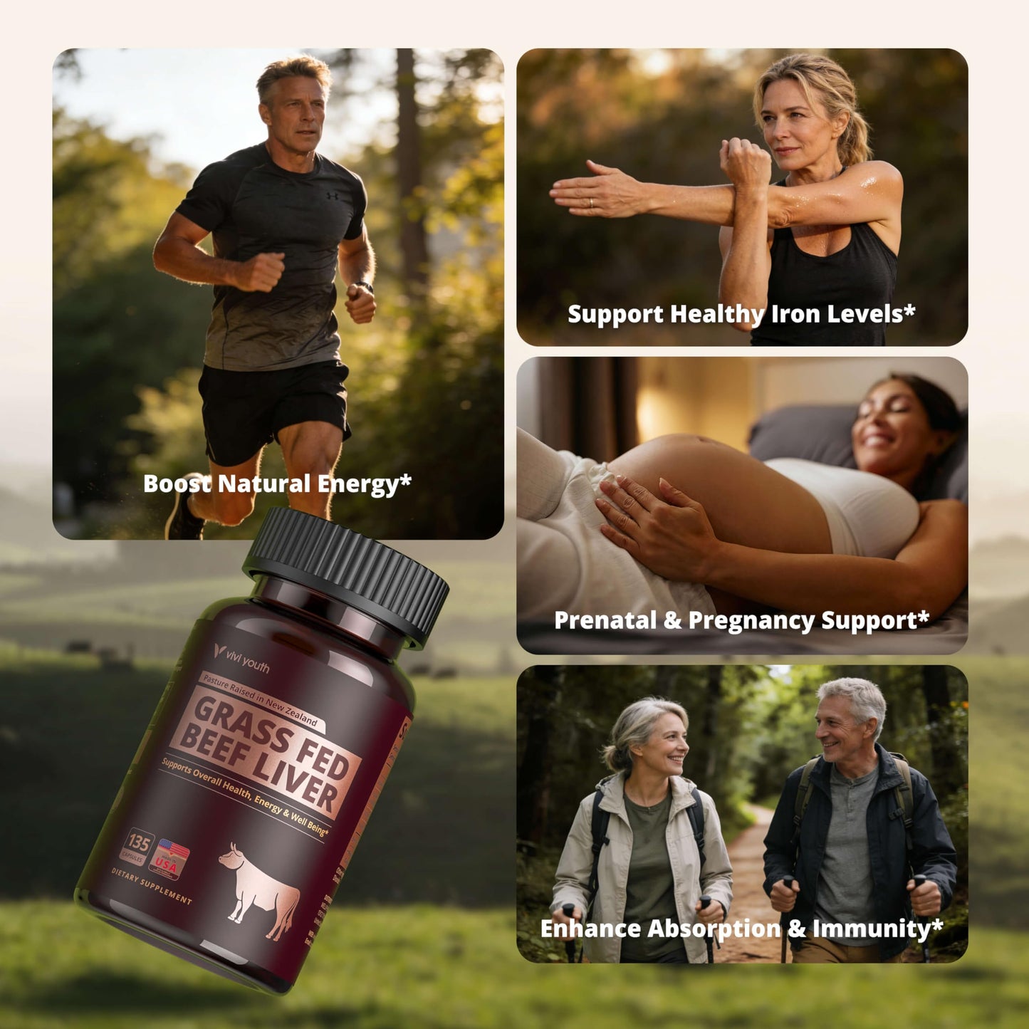 VIVI Youth Grass-Fed Beef Liver Capsule 135 Capsules