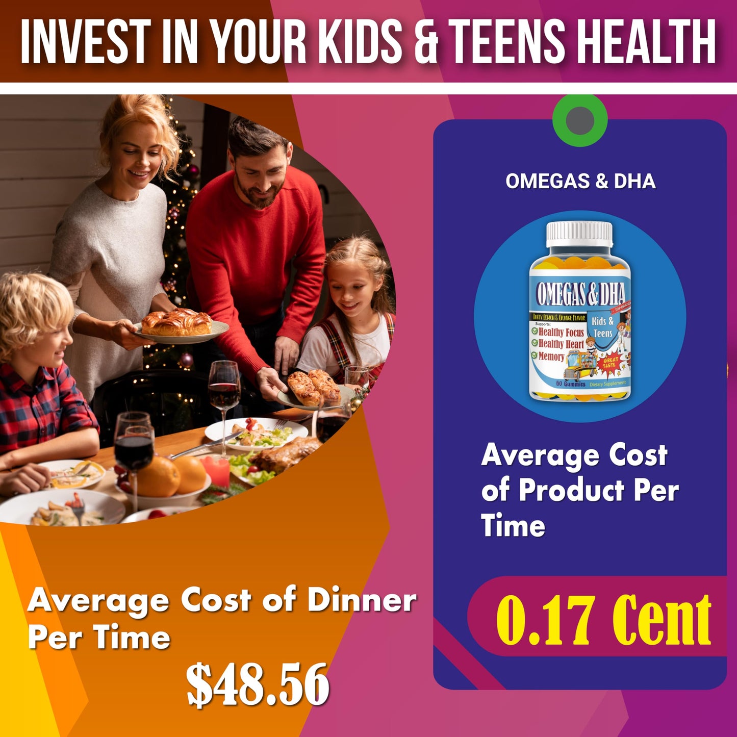 Celebrity LifeStyle Product Kids Omega-3 DHA Gummies 60 Count