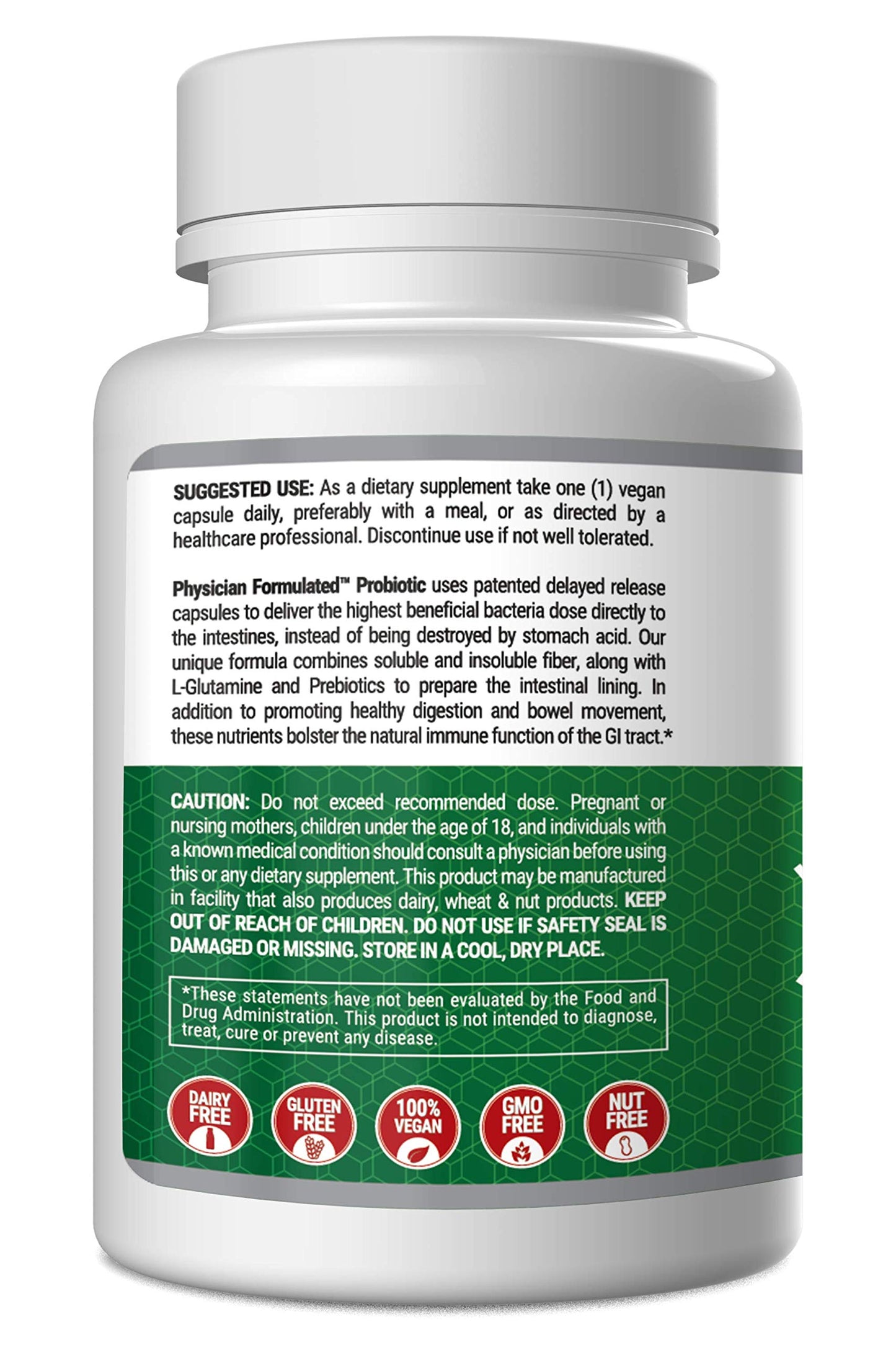 Physician Formulated Probiotics for Women & Men - 50 Billion, 15 Strains Slow Release DR Capsules & Prebiotics to Improve Digestive Health, Immune Support, 30 Capsules