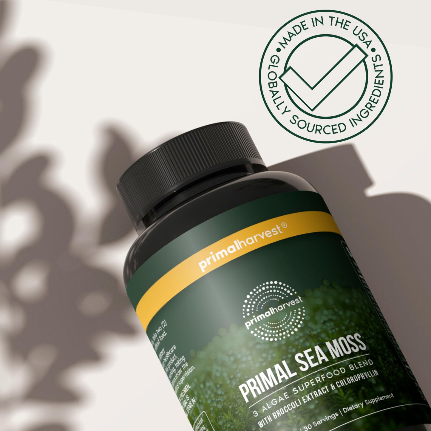 Primal Harvest Sea Moss Capsules with Bladderwack and Irish Sea Moss, Chlorella, Broccoli Seed Extract, 60 Count