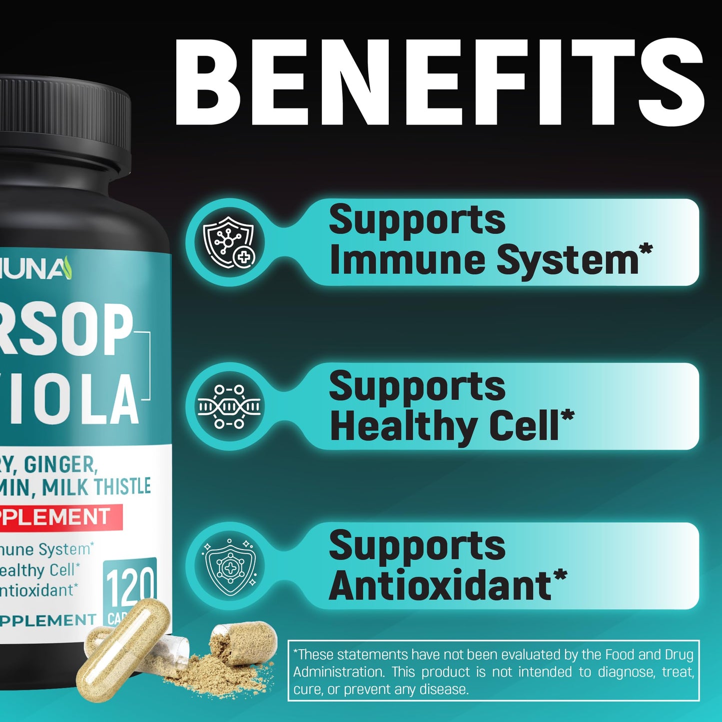 CIVIMUNA Soursop Graviola Capsules with Elderberry, Turmeric, Ginger, Milk Thistle, Tart Cherry and More 120 Capsules