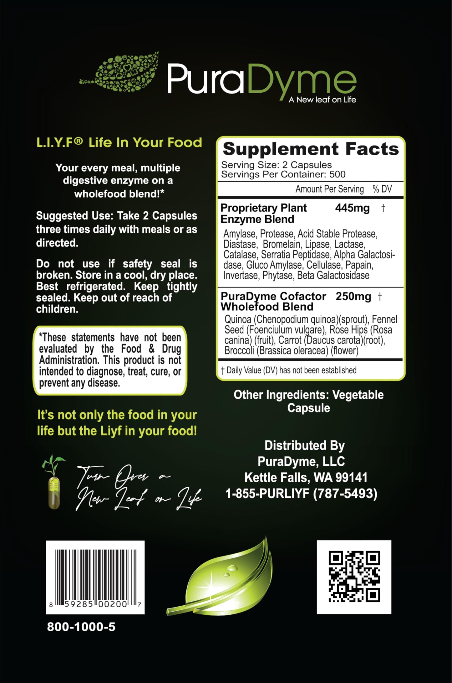 PuraDyme LiyfZyme 1000 Capsules