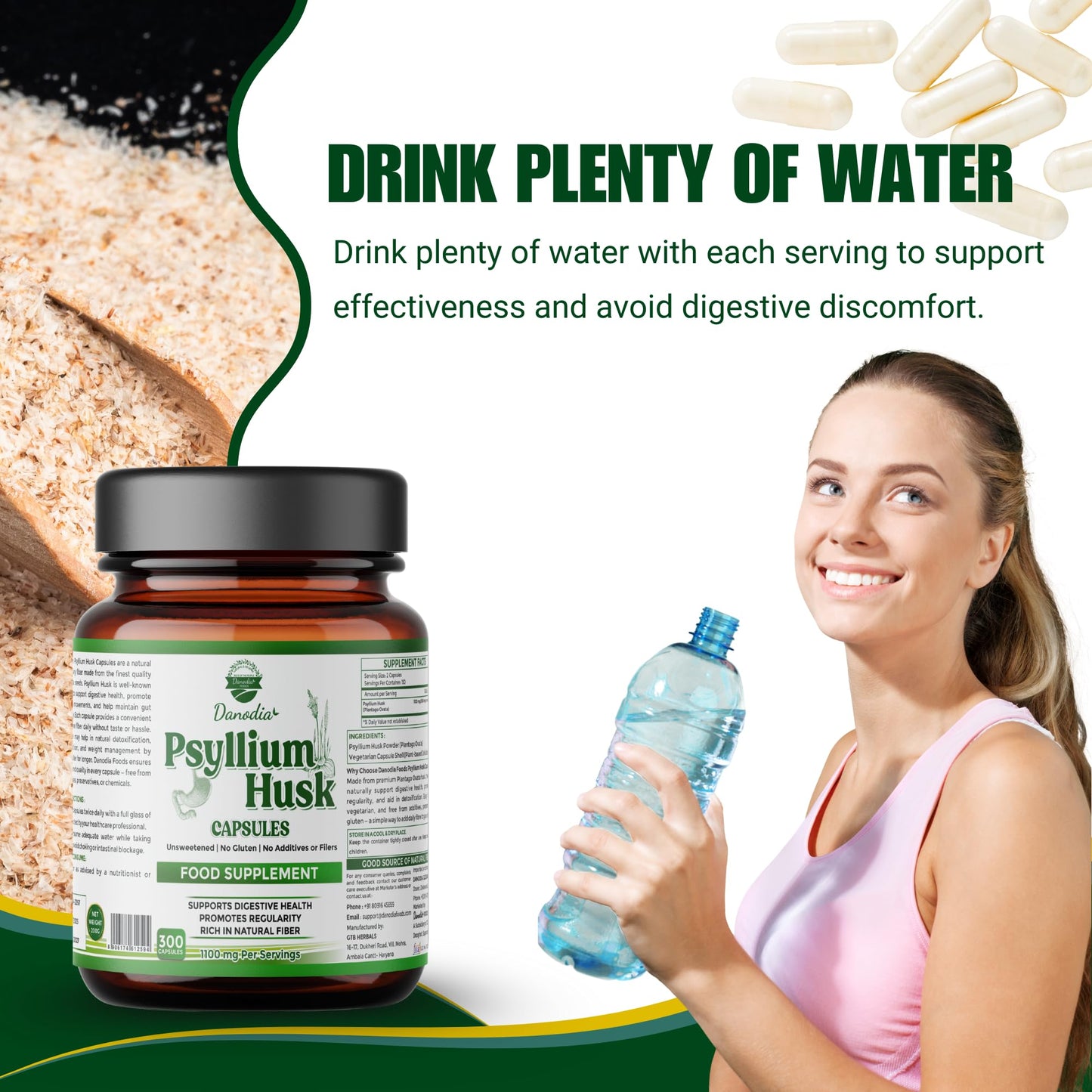 Danodia Foods Psyllium Husk Capsules 300 Count