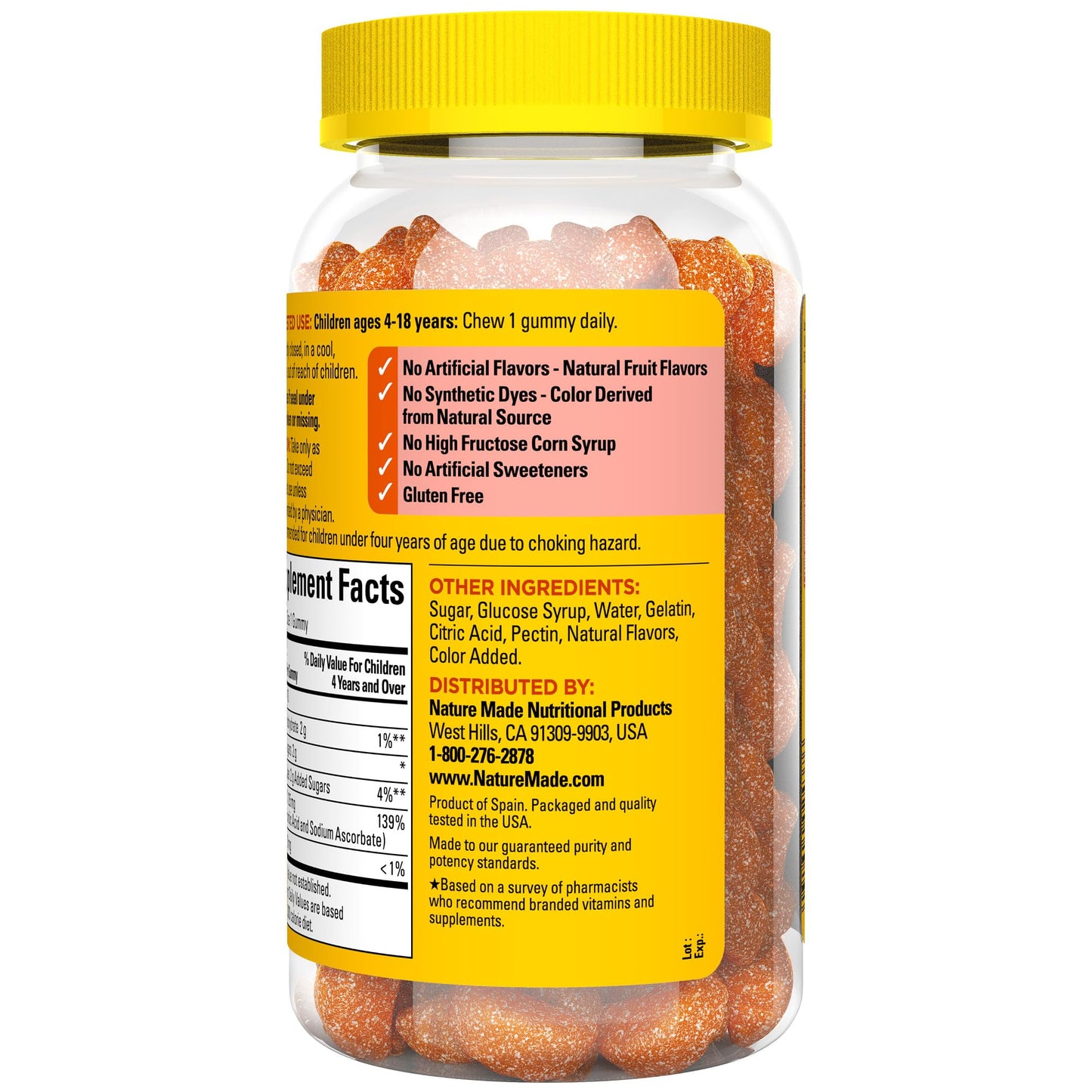 Nature Made Kids First Vitamin C Gummies for Kids, Dietary Supplement for Immune Support, 110 Gummies, 110 Day Supply