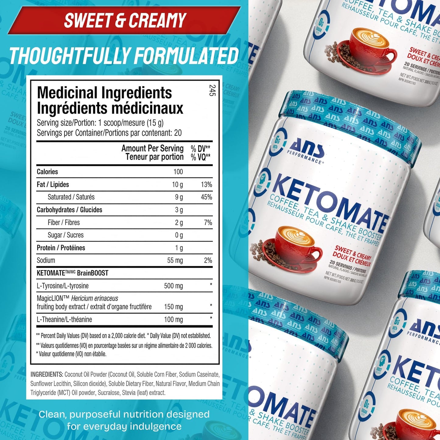 ANS Performance Ketomate Coffee Creamer with MCT Oil Powder, 10.6 oz