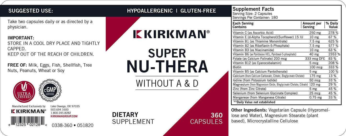 Kirkman Super Nu-Thera Without A&D Capsules 120
