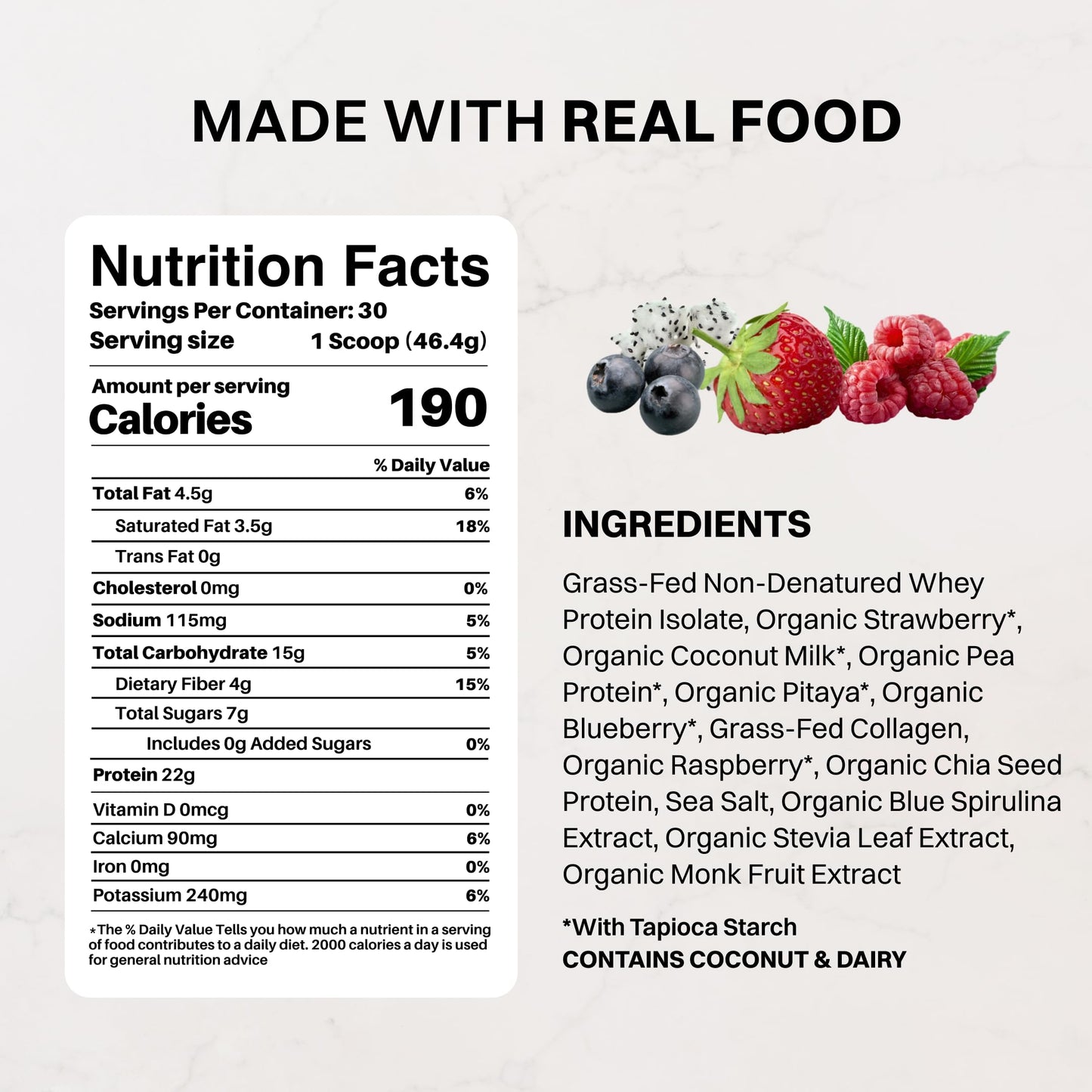 JUST INGREDIENTS Mountain Berry Protein Powder 25 Servings