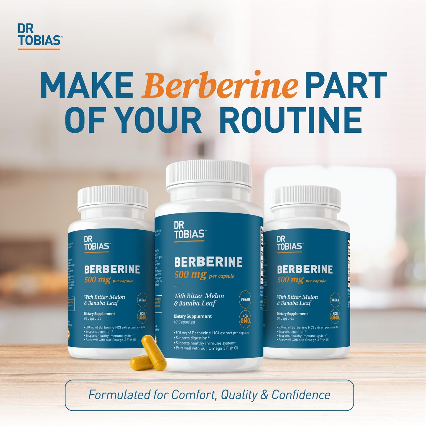Dr. Tobias Berberine 500 mg with Bitter Melon & Banaba, 60 Capsules