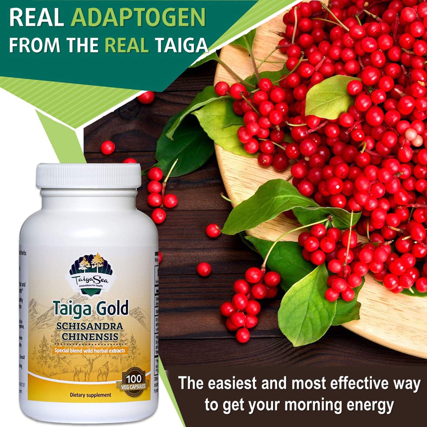 TAIGASEA Schisandra Chinese Herbal Extract Supplement for Mental Focus, Liver Support, and Immunity Boost, 100 Vegetarian Capsules