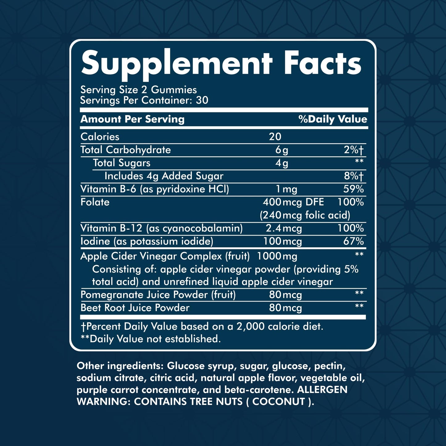 NUU3 Apple Cider Vinegar Gummies 60 Count