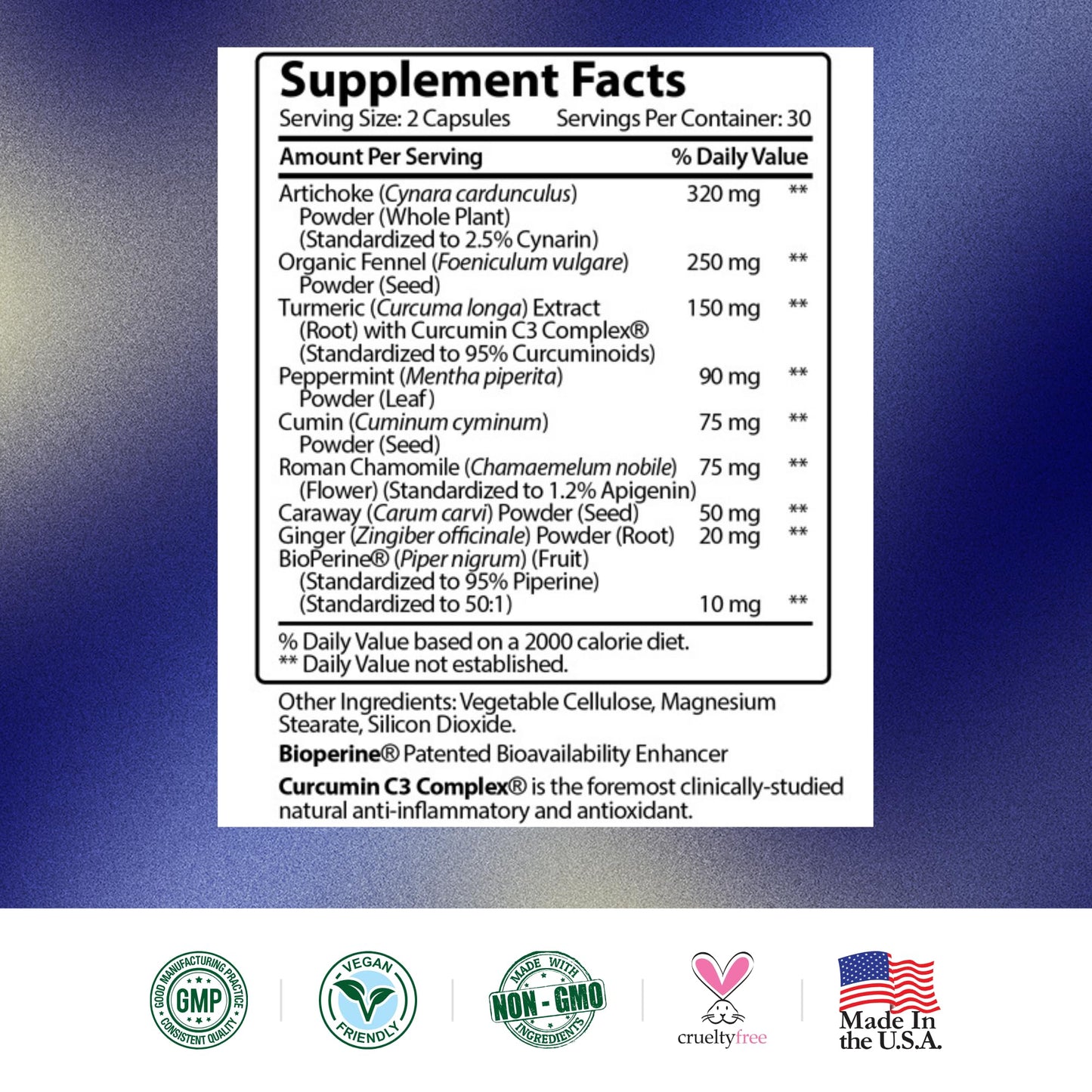 Research Verified Gas and Bloating - Relax Intestinal Muscles, Eliminate Gas Buildup - Artichoke Powder, Ginger, Peppermint Leaf Powder, 60 Capsules