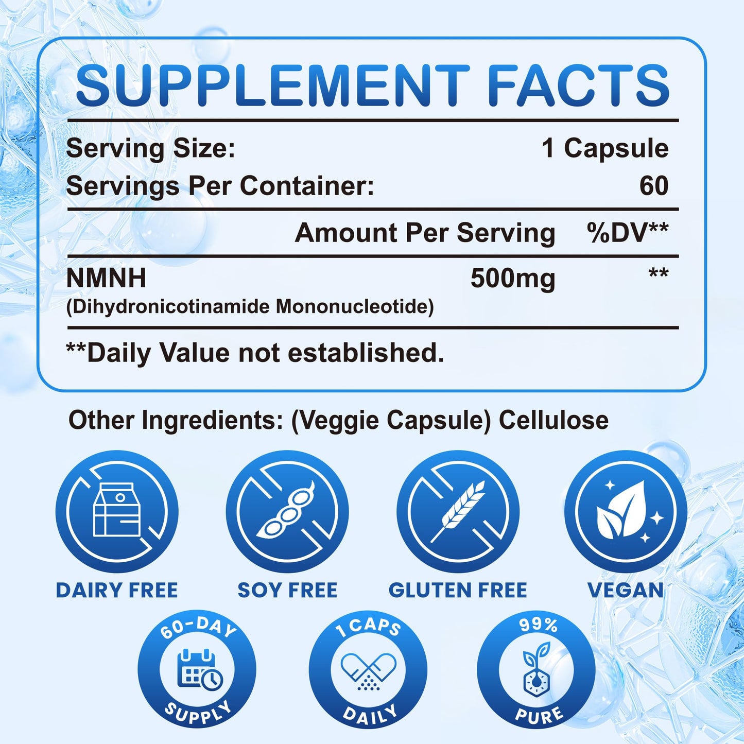 Kinetara NMNH (NMN Supplement Alternative), NAD+ Supplement with Dihydronicotinamide Mononucleotide for Cellular Health, Healthy Aging & Sustained Energy, Capsule, 60 Capsules