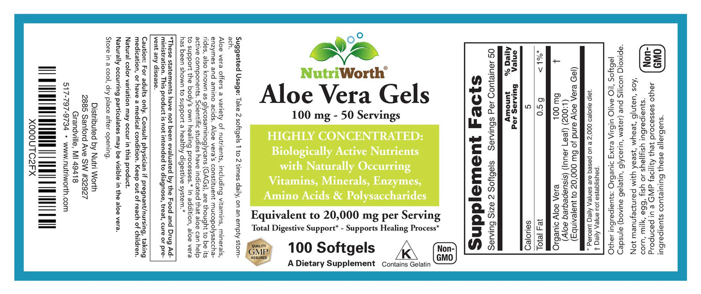NutriWorth Aloe Vera Supplement Softgels 100