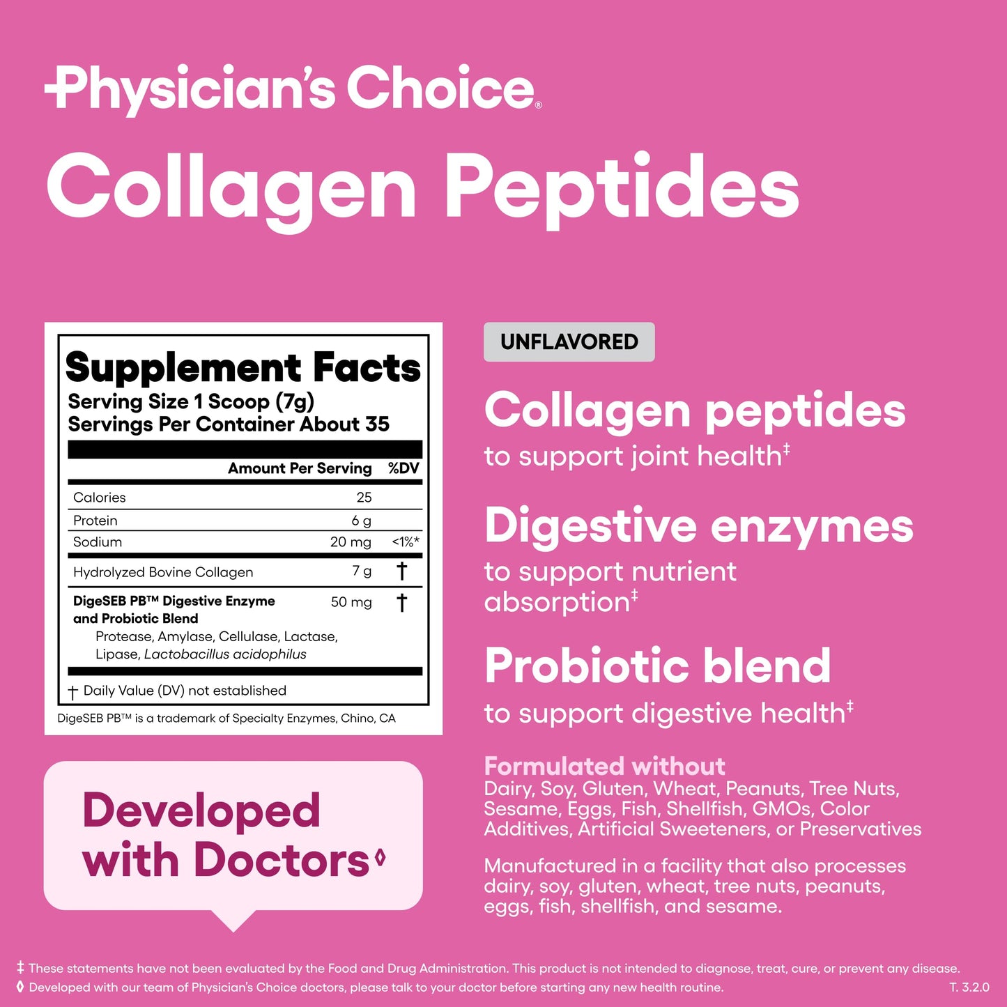 Physician's CHOICE Collagen Peptides Protein Powder Grass Fed, Powder, 2 Pack