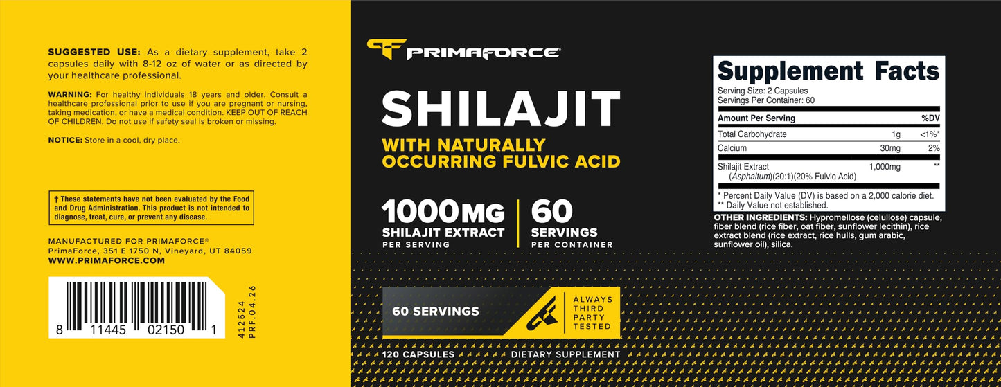 Primaforce Shilajit Capsules 120 Count