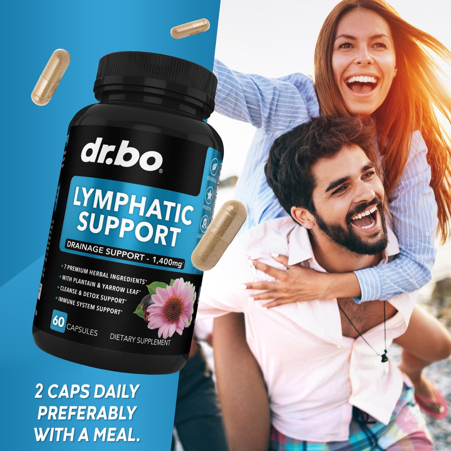 DR. BO Lymphatic Drainage Supplements Capsules, 60 Count