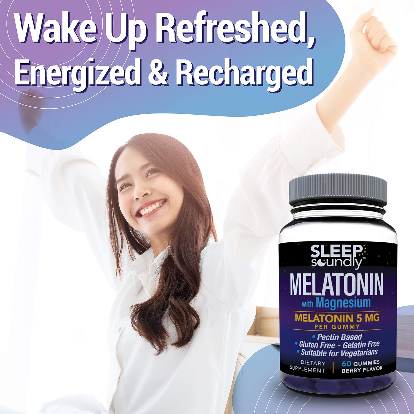 Sleep Soundly Melatonin and Magnesium Gummies 60 Count