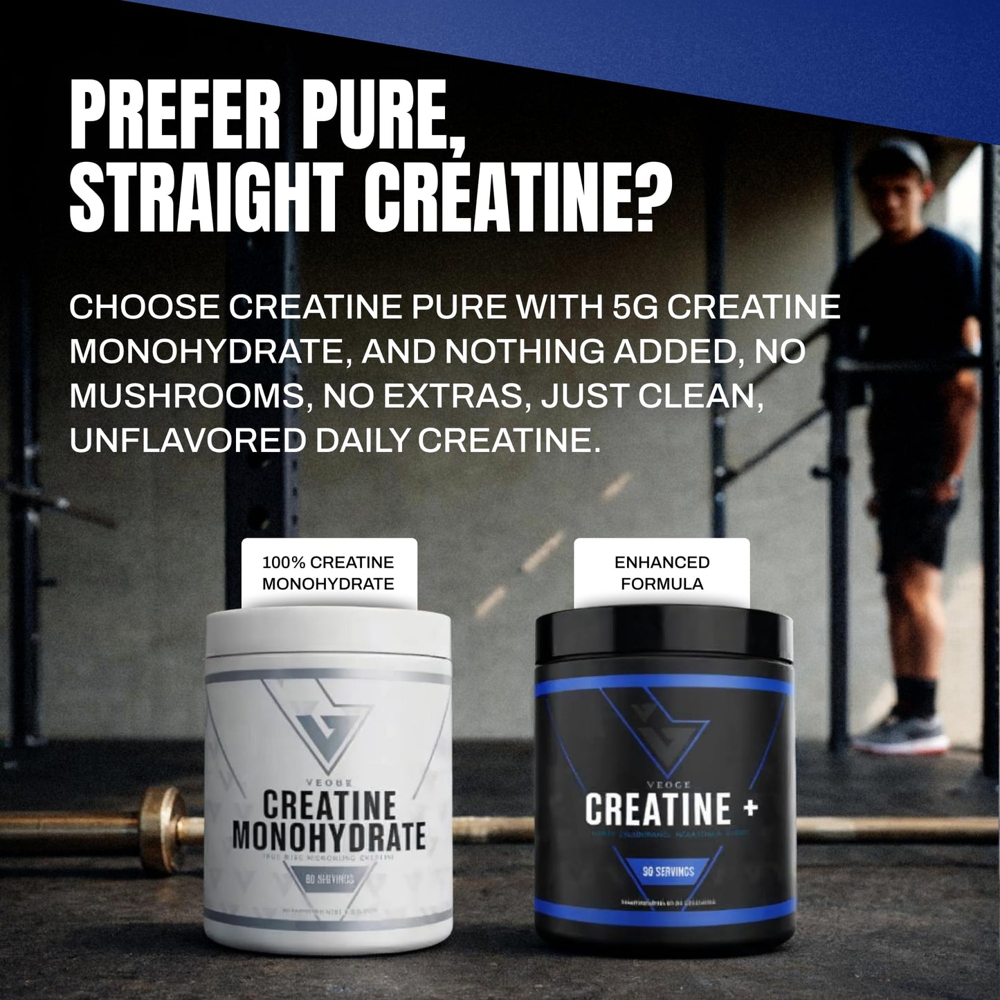 VEDGE Creatine Monohydrate, with PeakO2 Organic Mushroom Blend Powder 7.83 Ounce