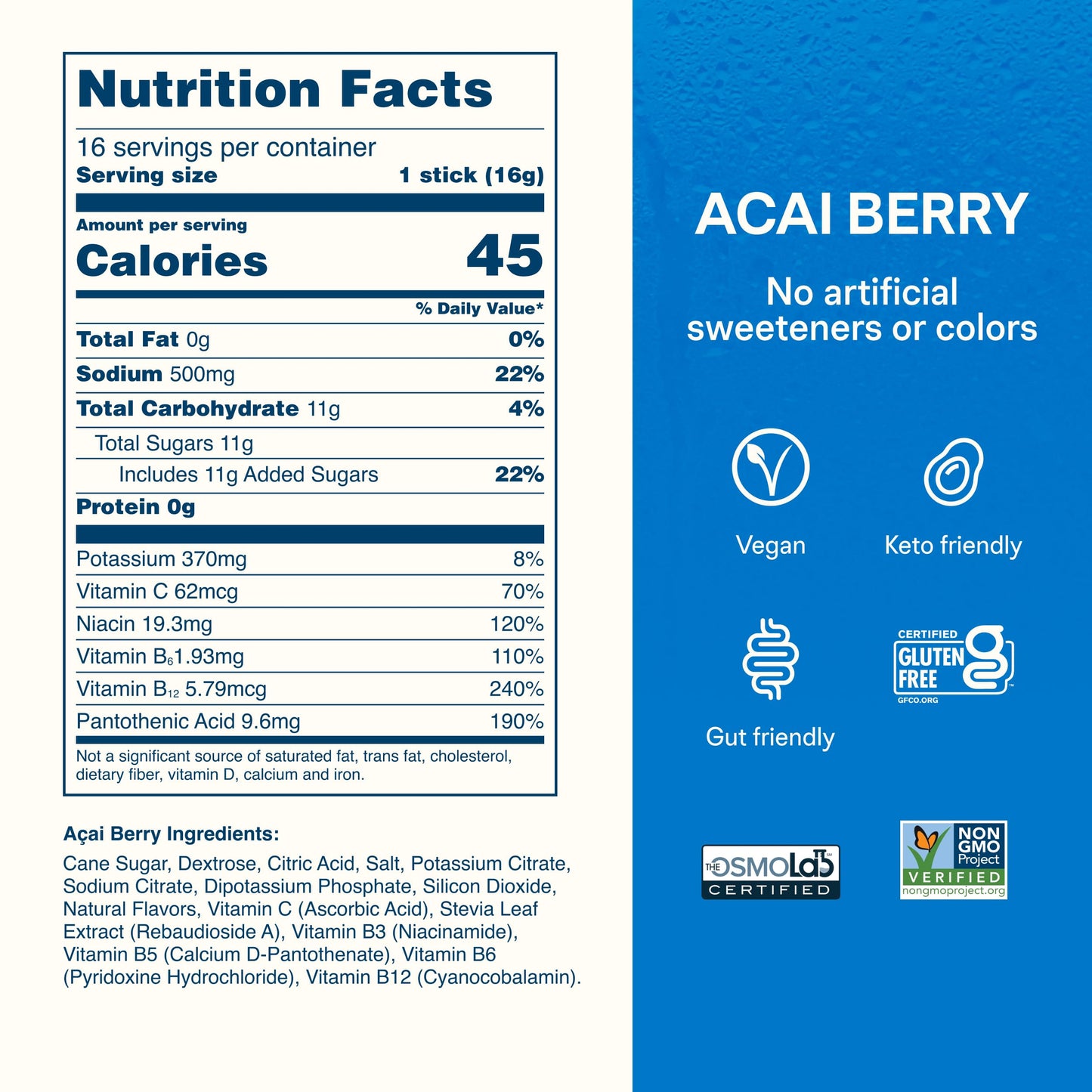 Liquid I.V. Hydration Electrolytes Acai Berry Powder 16 Count
