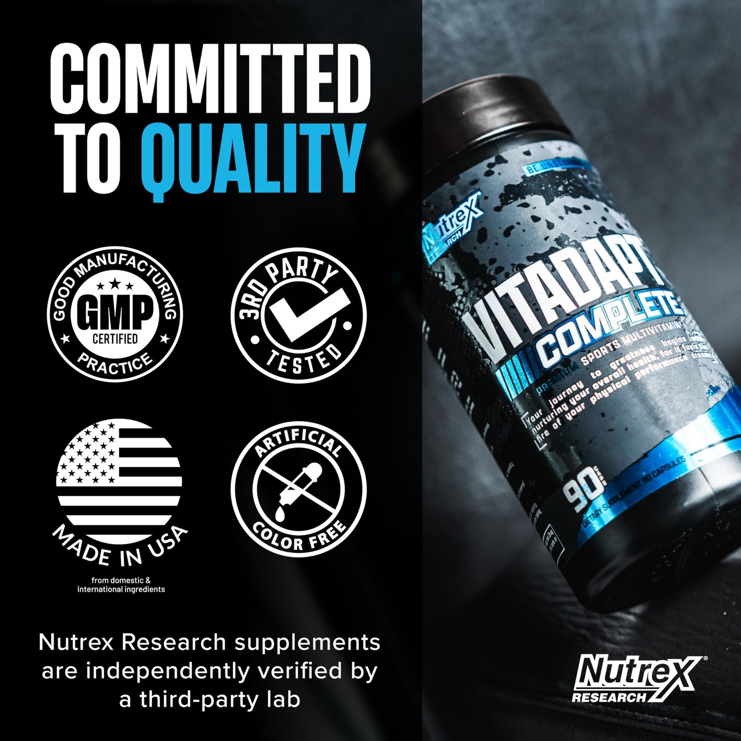 Nutrex Research Vitadapt Complete Sports Multivitamin for Men Tablet, 90 Count