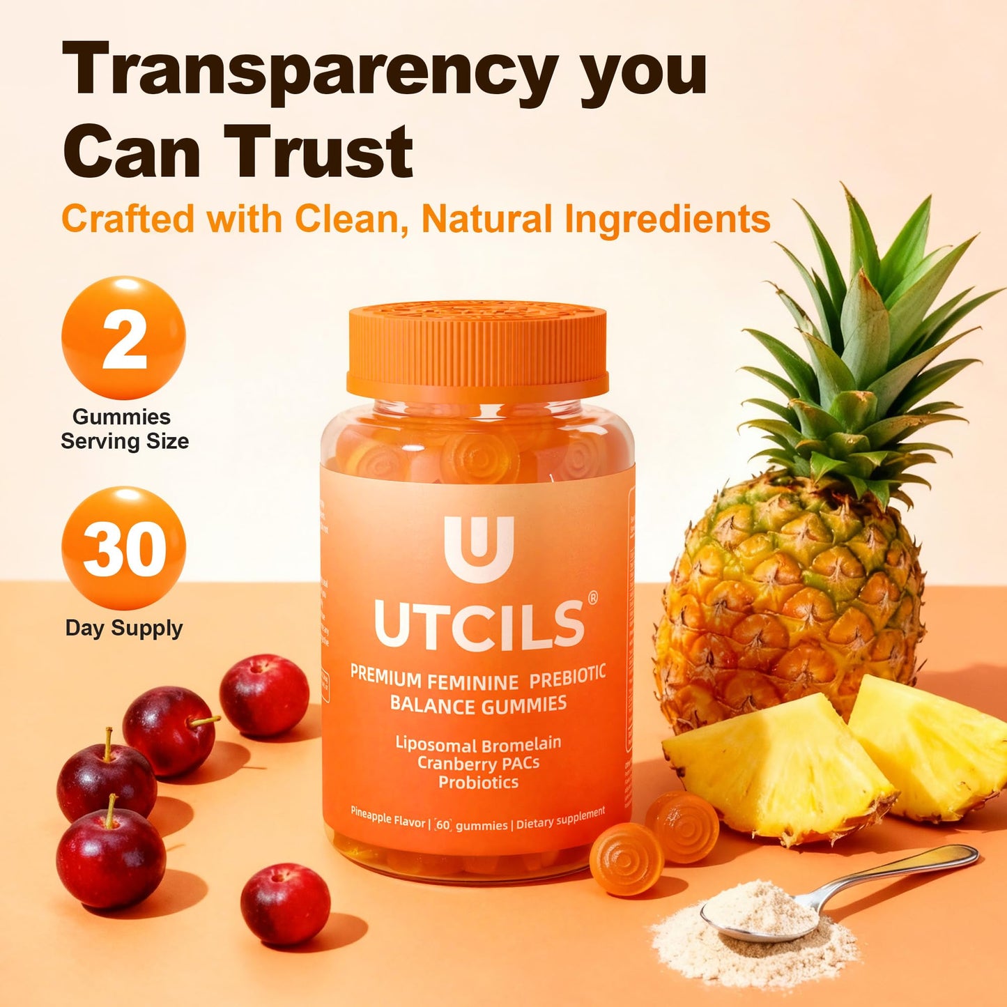 Utcils Liposomal Premium Feminine Balance Gummies 60 Count