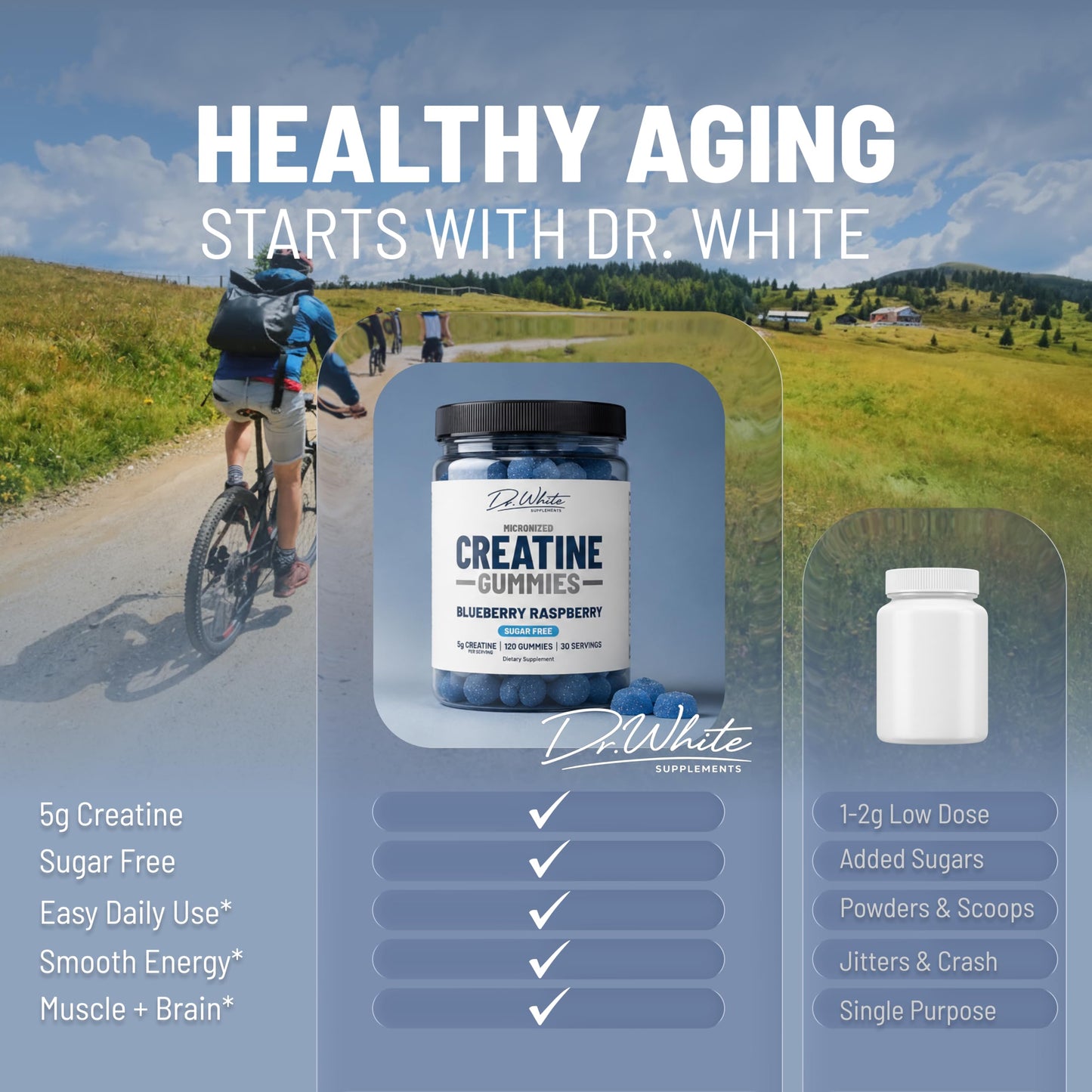 DR WHITE SUPPLEMENTS Creatine Monohydrate Gummies, 120 Count