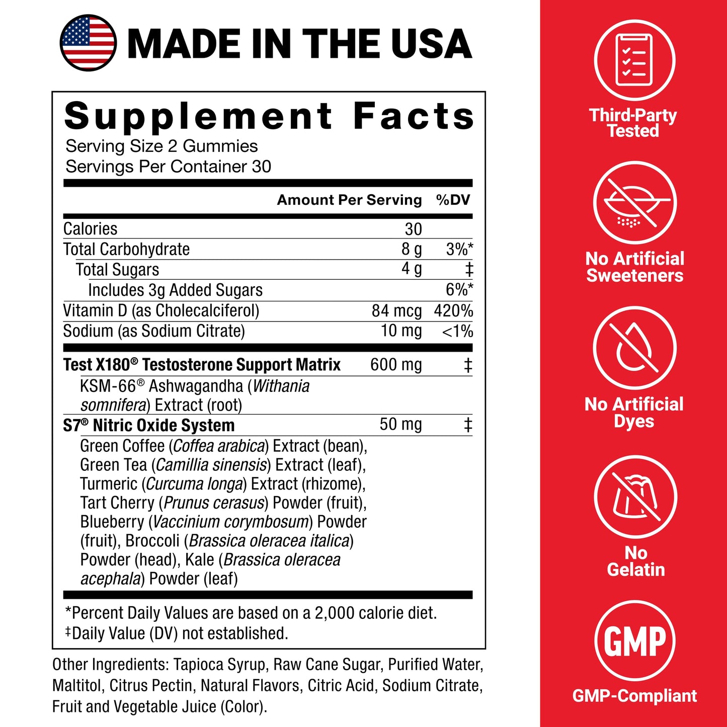 Force Factor Test X180 Max Gummies, 60 Count