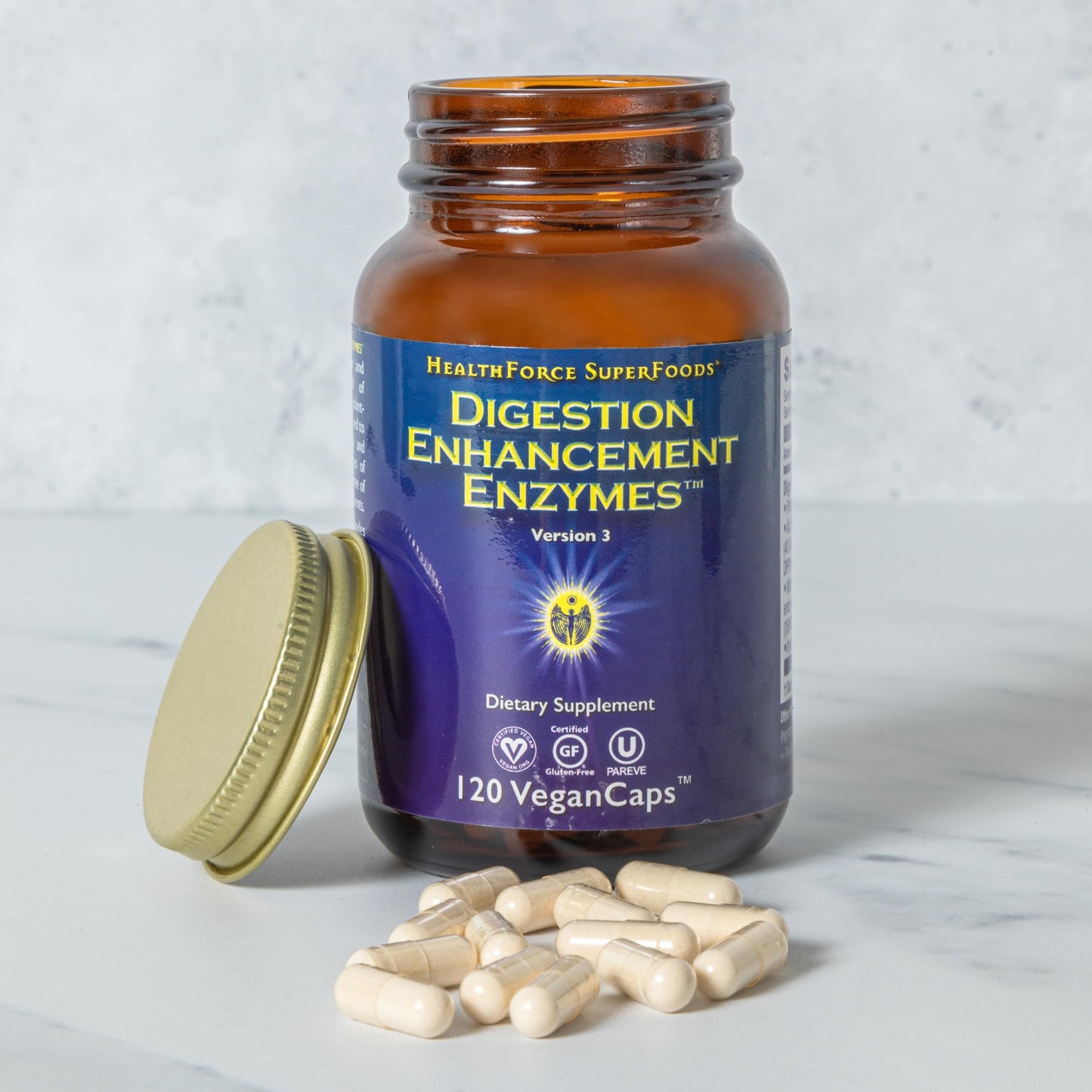 HEALTHFORCE SUPERFOODS Digestion Enhancement Enzymes Vegan Capsules 360