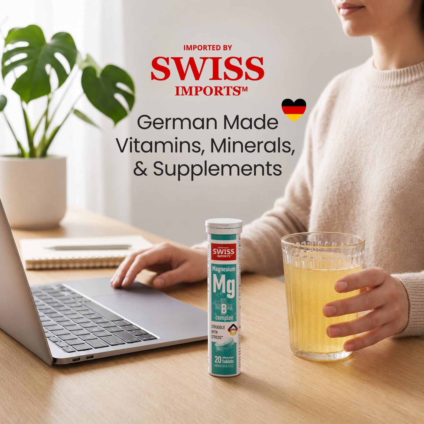 Swiss Imports Effervescent Magnesium + B Complex Dietary Supplement Tablets, 240 Tablets