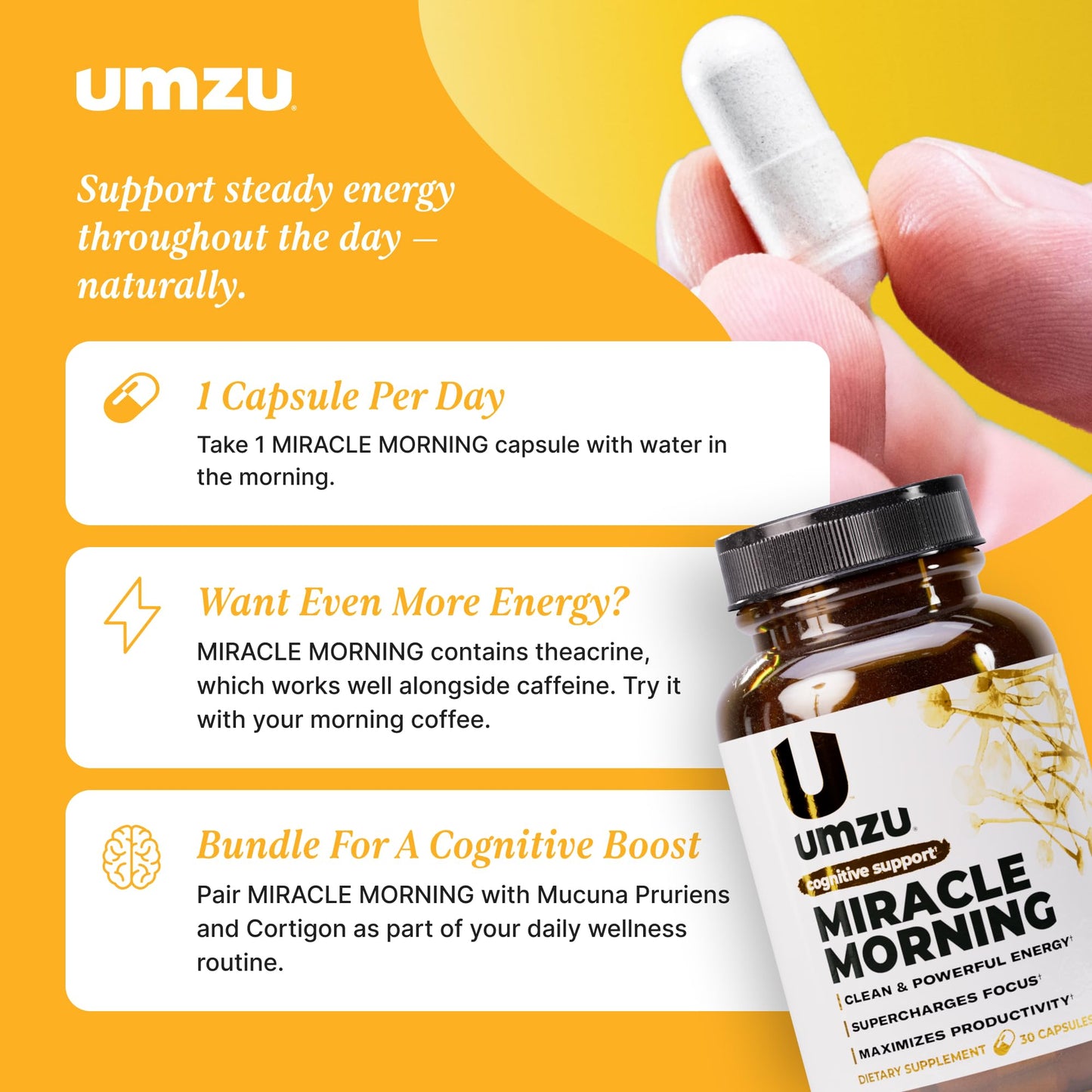 UMZU Miracle Morning Energy Support Supplement Capsules 30