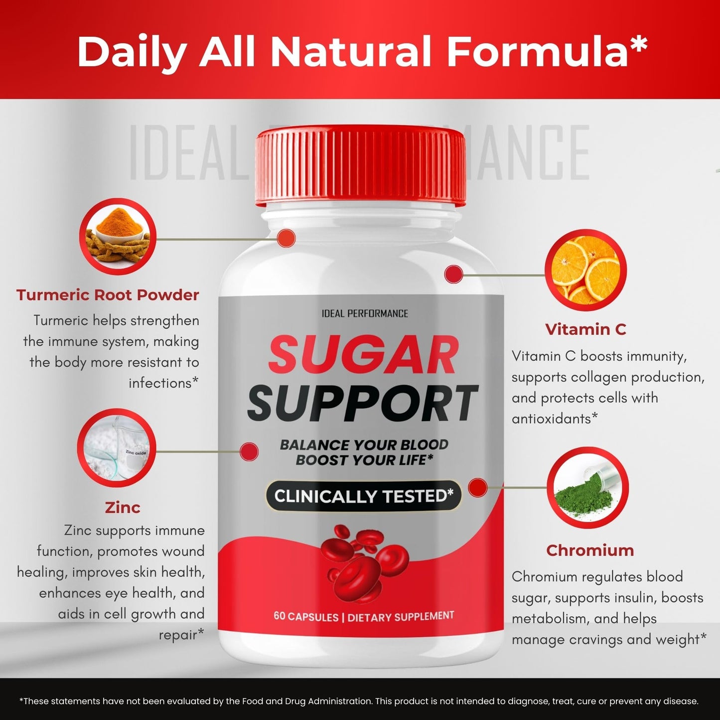 IDEAL PERFORMANCE Sugar Support Capsules, 120 Count