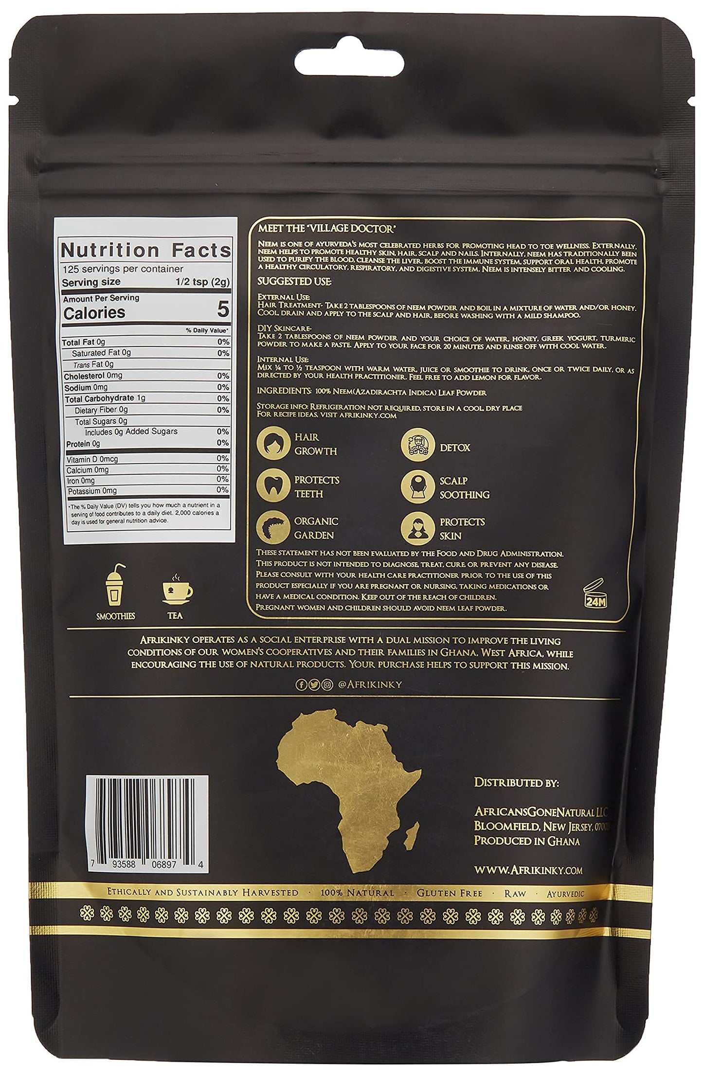 Afrikinky Neem Powder 1 Ounce