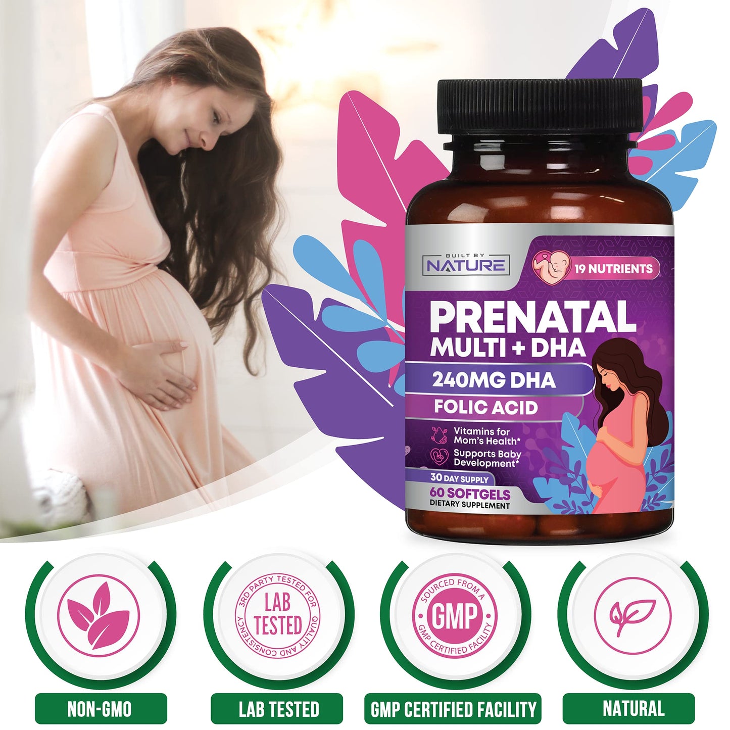 Built by Nature Prenatal Vitamins for Women Softgels, 60 Count