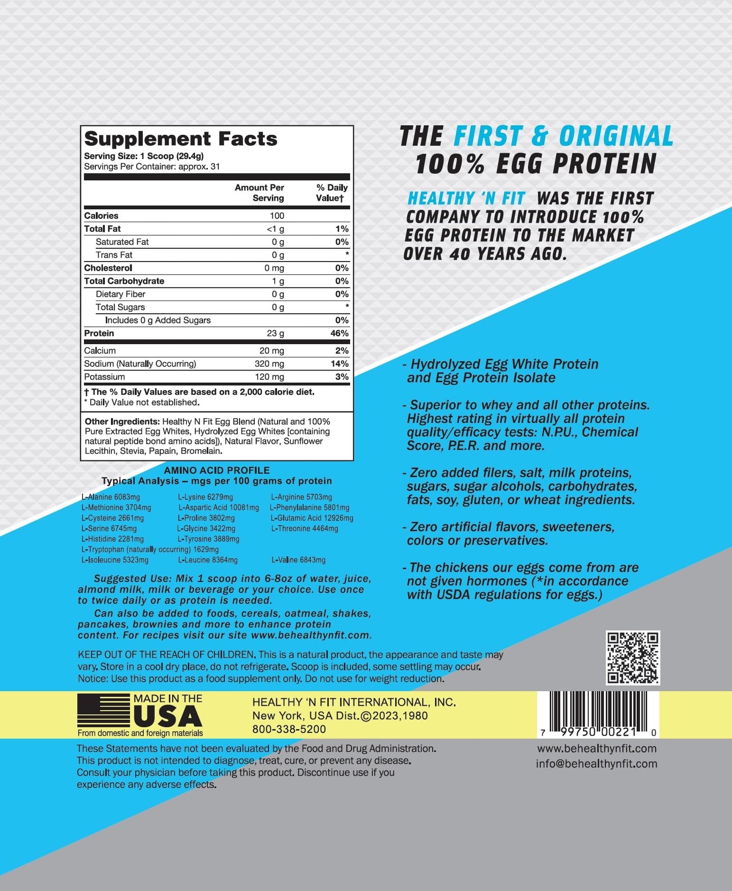 Healthy 'N Fit 100% Egg White Protein Powder Banana, 64 Servings