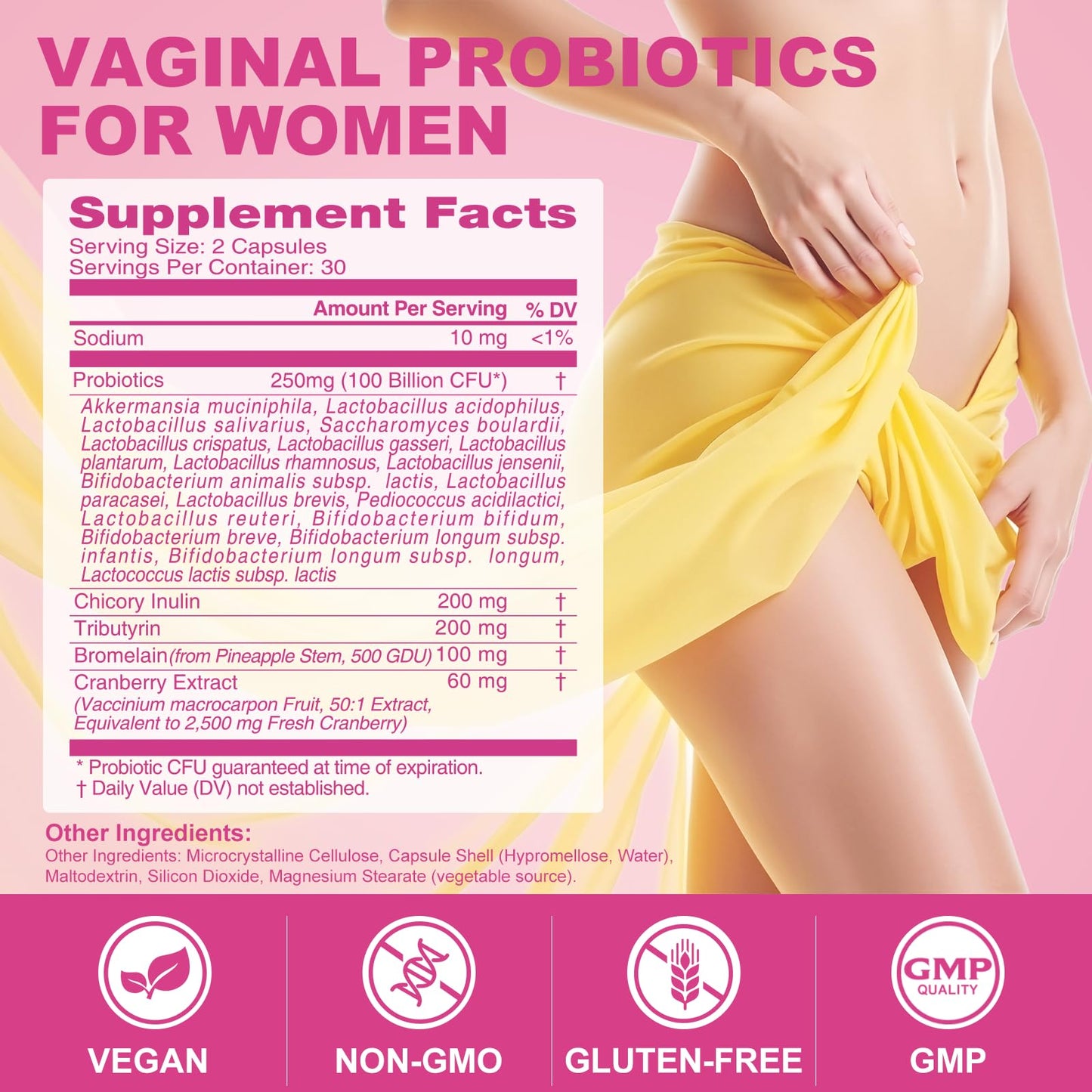 Sound Health Growth Vaginal Probiotics for Women with Akkermansia Probiotics, Prebiotics & Synbiotics Capsule 60 Count