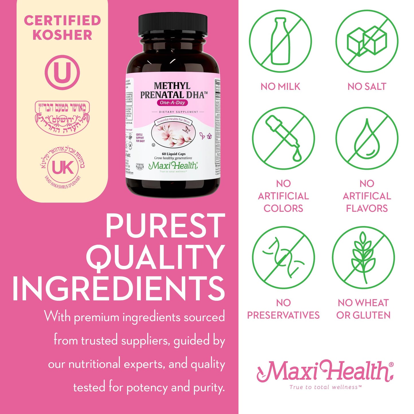 Maxi Health Methyl Prenatal DHA Prenatal Vitamins Capsules 60