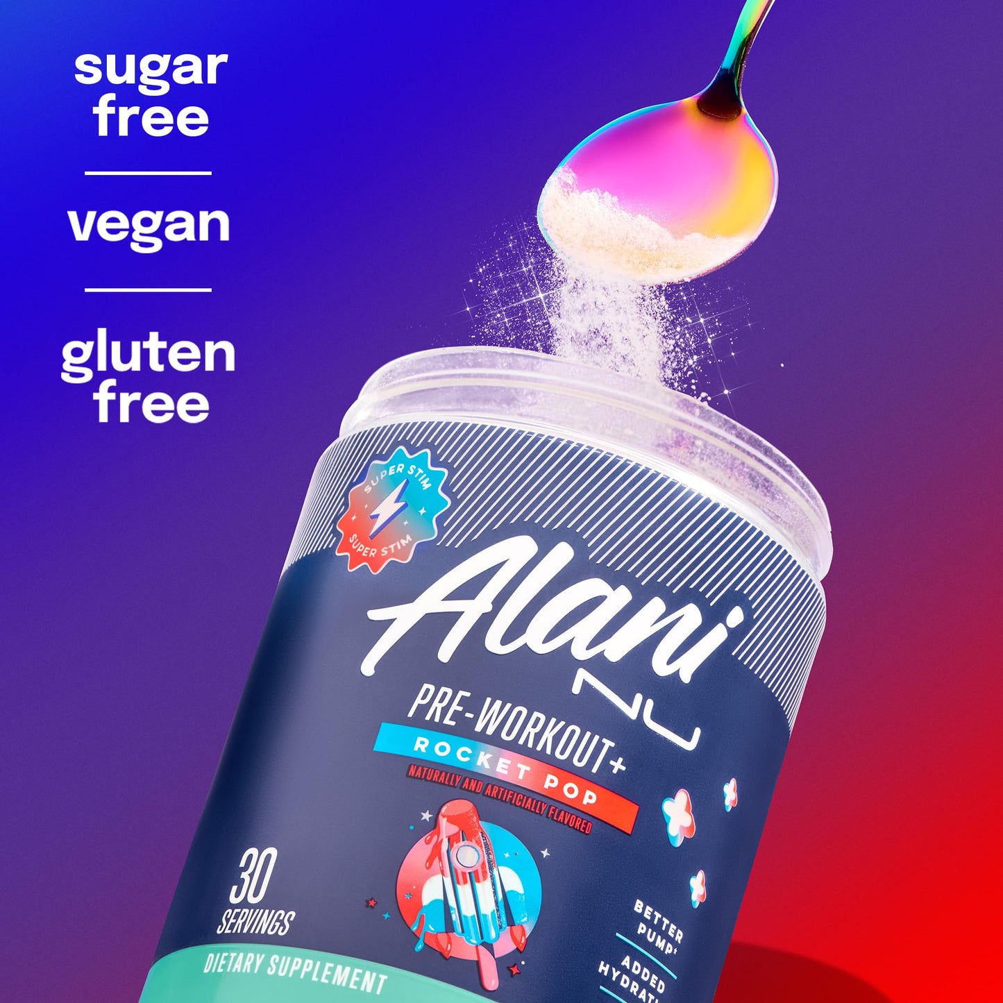Alani Nu Pre Workout+ Powder Rocket POP, 13.8 Ounce