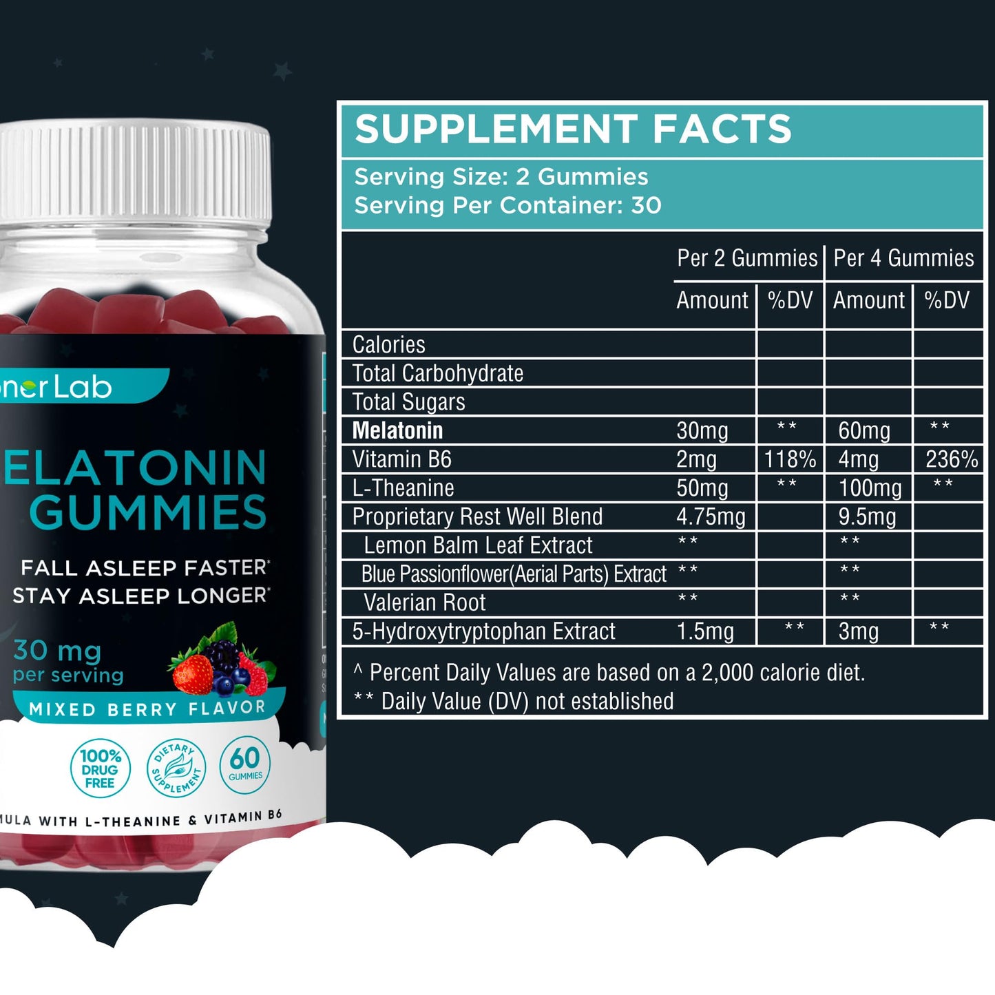 BionerLab Melatonin Gummies Gummy 60 Count