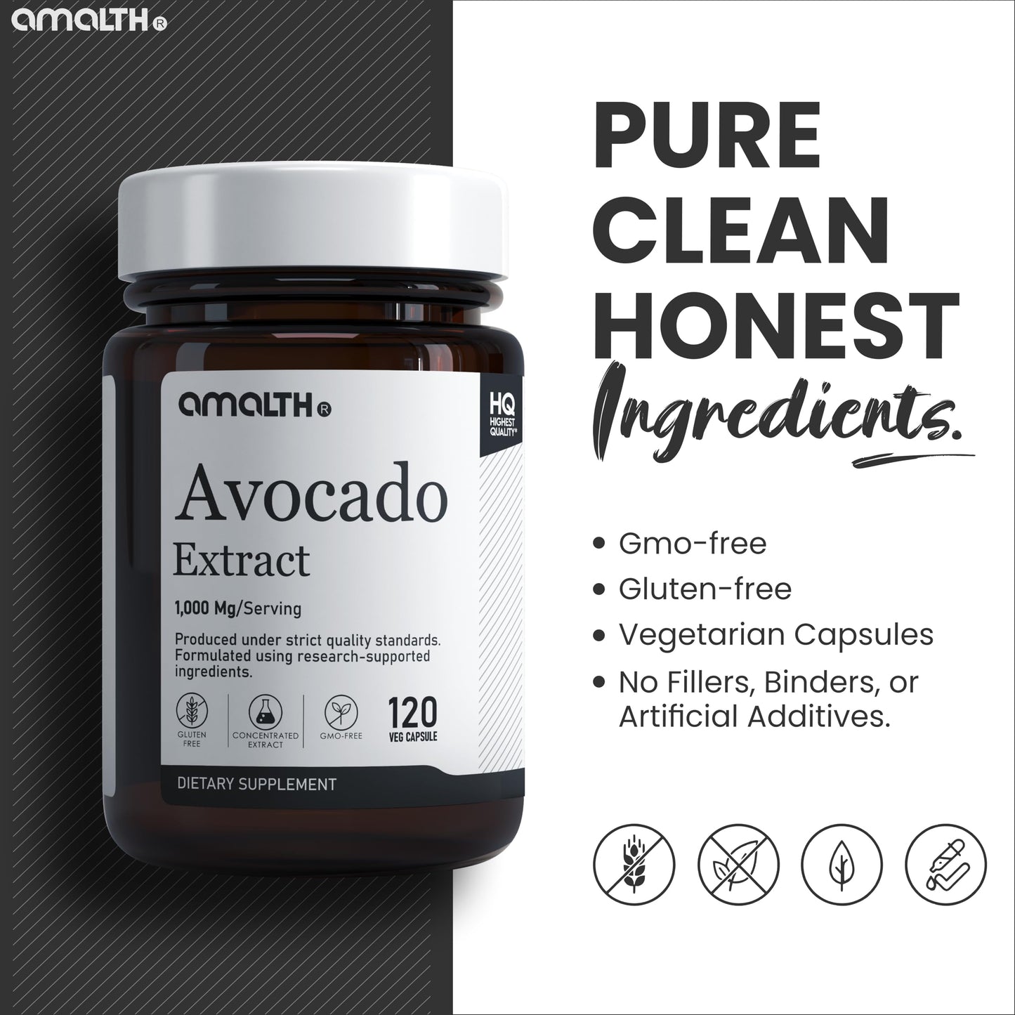 AMALTH Avocado Supplement Fruit Extract 15:1, 1000mg Maximum Strength ASU for Joints Health and Support Digestion Capsule 1 Count