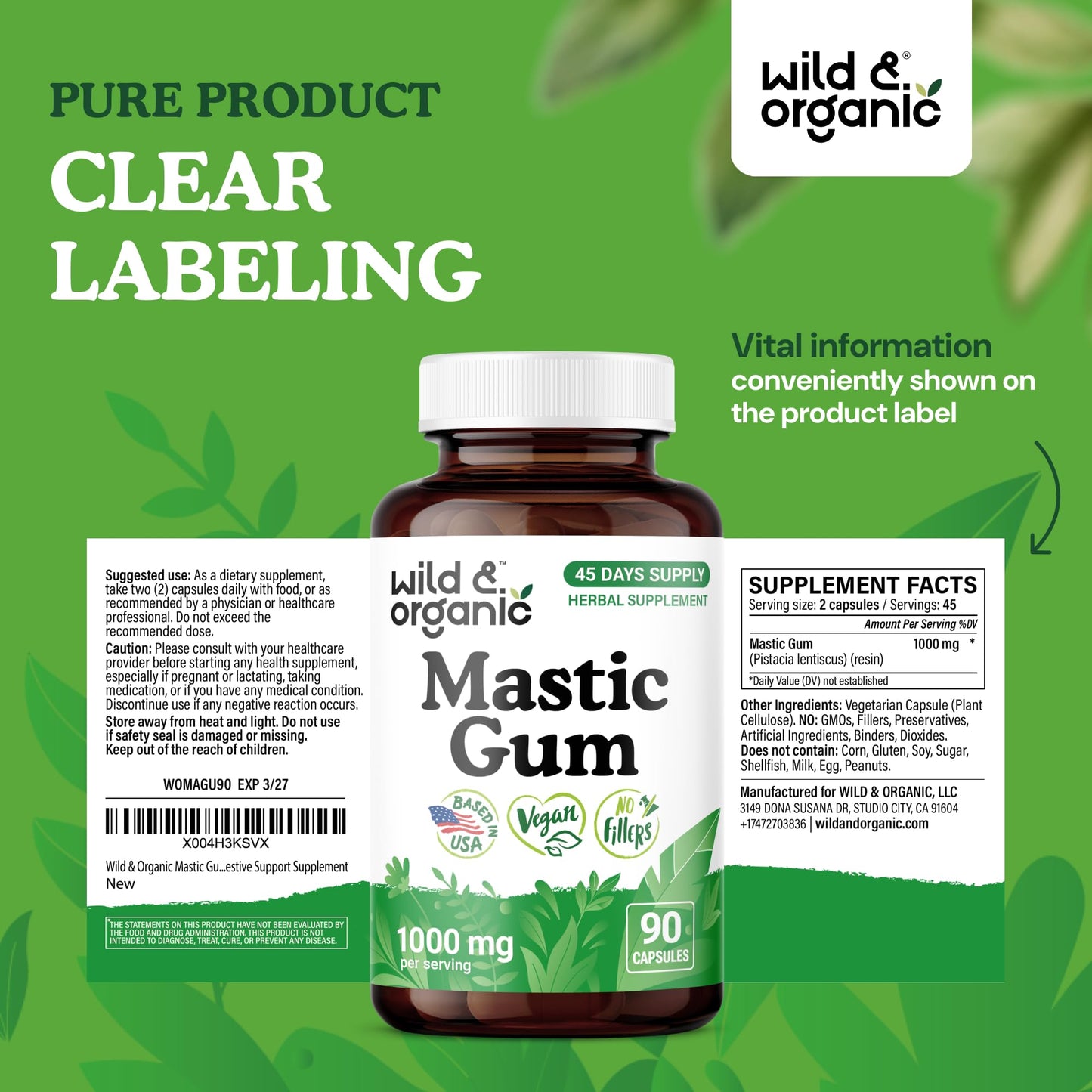 Wild & Organic Mastic Gum Capsules 90 Count