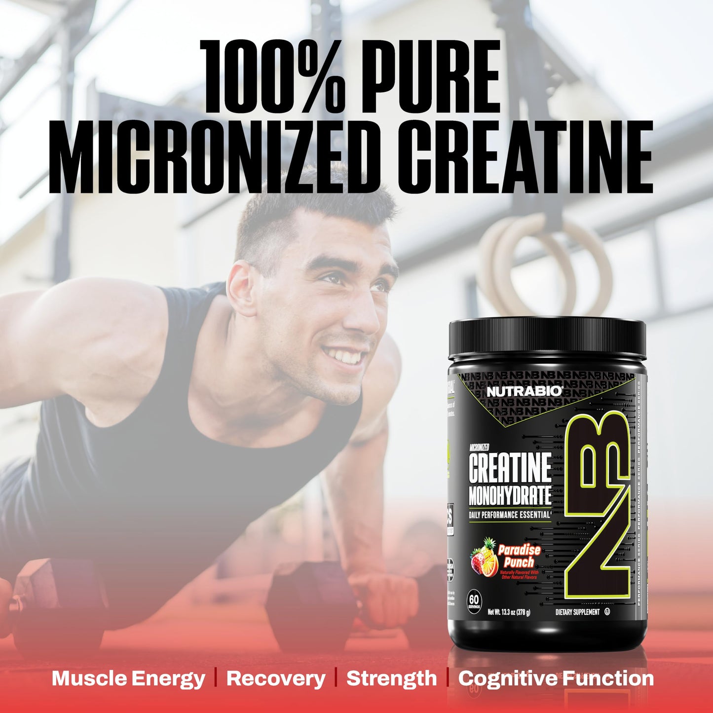 NutraBio Pure Micronized Creatine Monohydrate Powder, 300 g